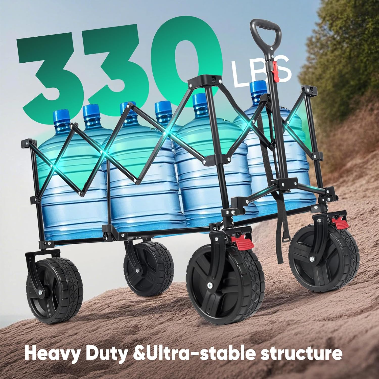Sekey 220L Wagons Carts Foldable with Big All-Terrian Beach Wheels, Co