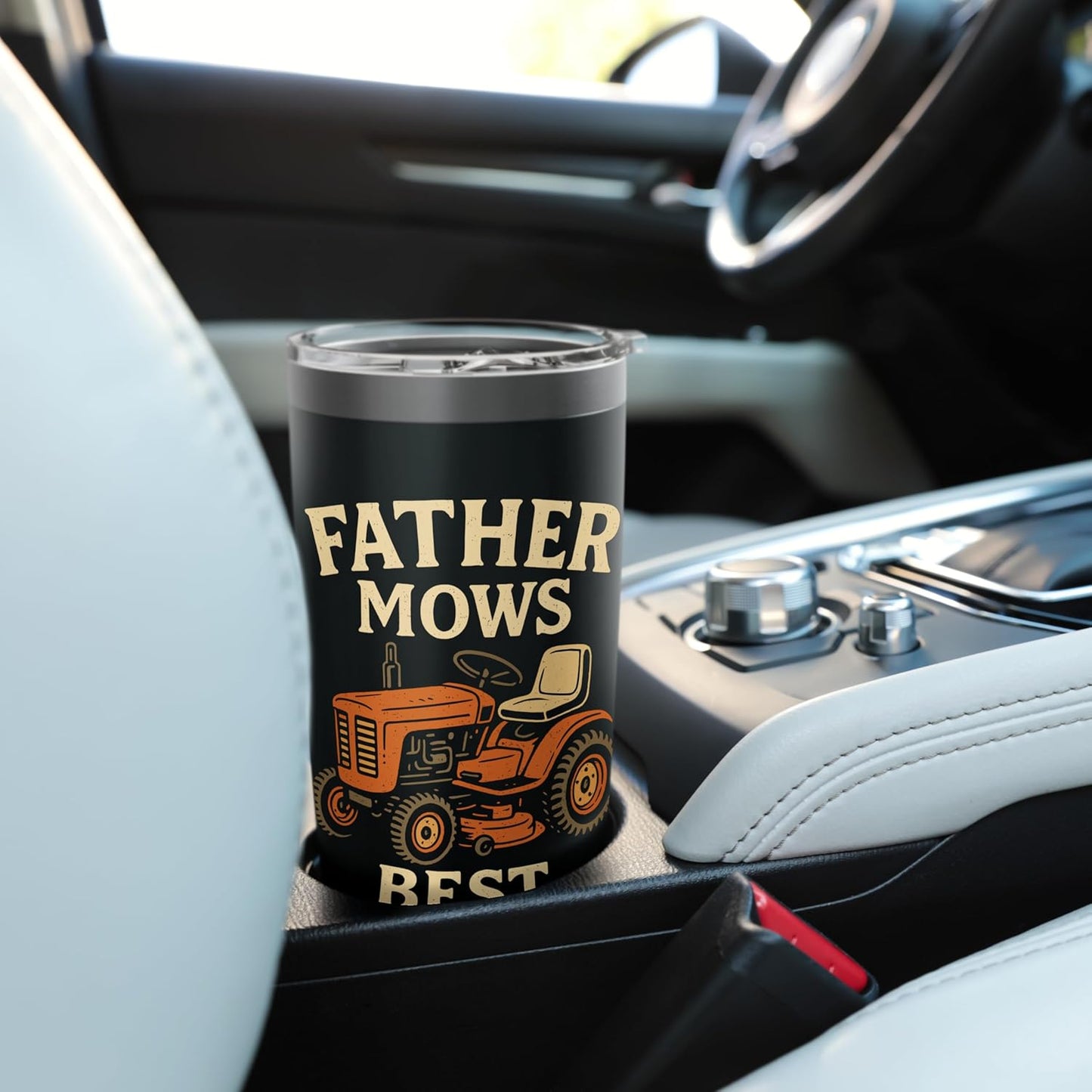 Father Mows Best Funny Dad Lawn Mowing Father's Day Stainless Steel Insulated Tumbler