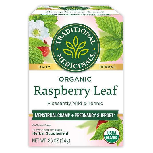 Traditional Medicinals Organic Raspberry Leaf Herbal Tea, Eases Menstr