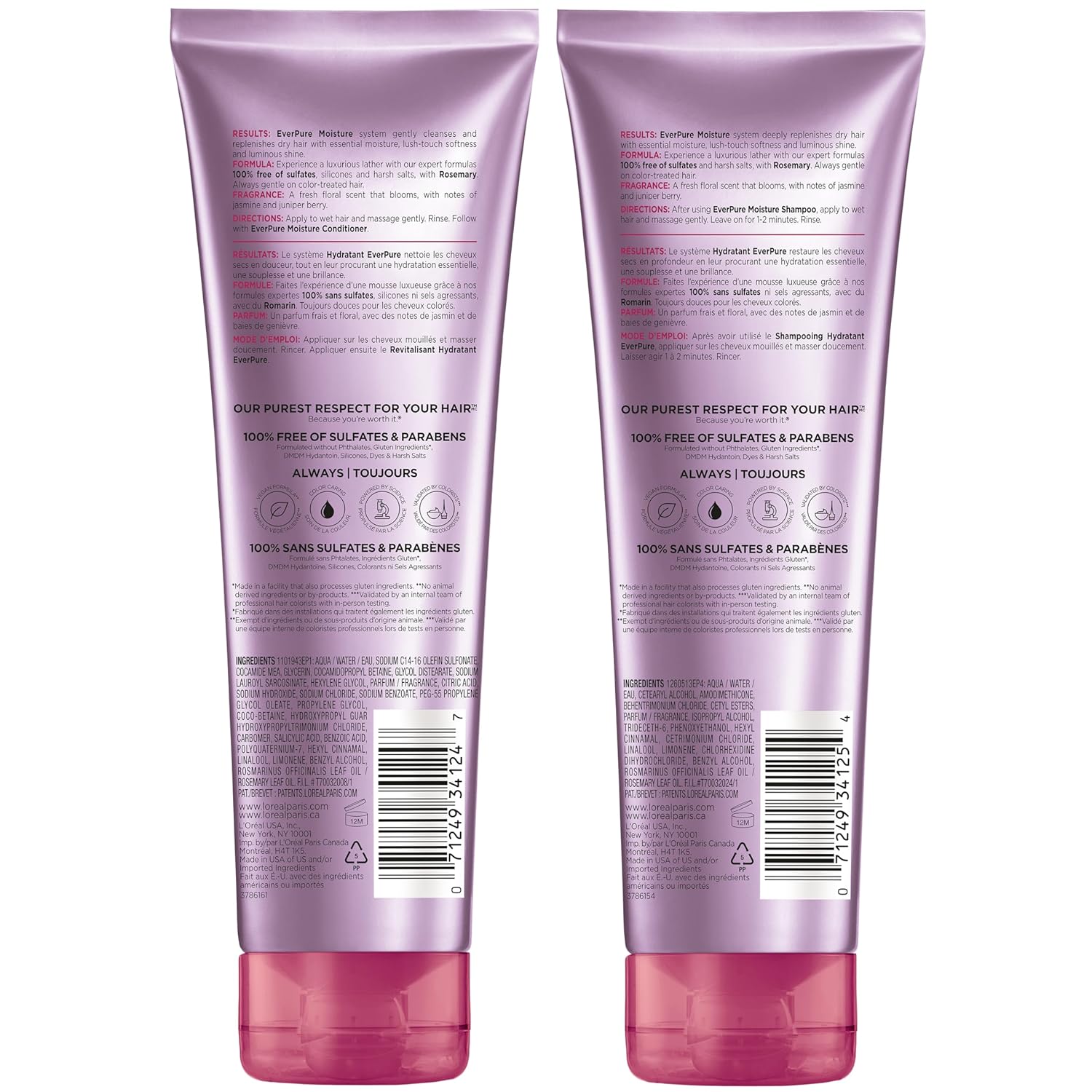 L'Oreal Paris Moisture Sulfate Free Shampoo and Conditioner Set, Hair 