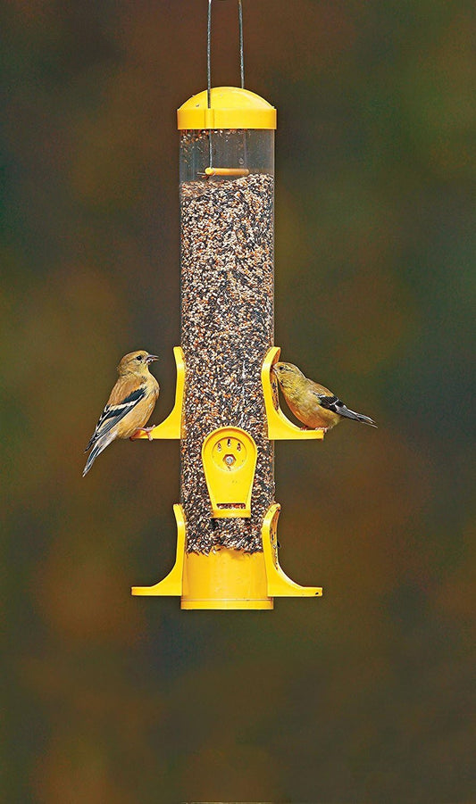 (2 Pack) Stokes Select Thistle Tube Bird Feeder with 6 Feeding Ports, Yellow, 1.6 Pound Capacity