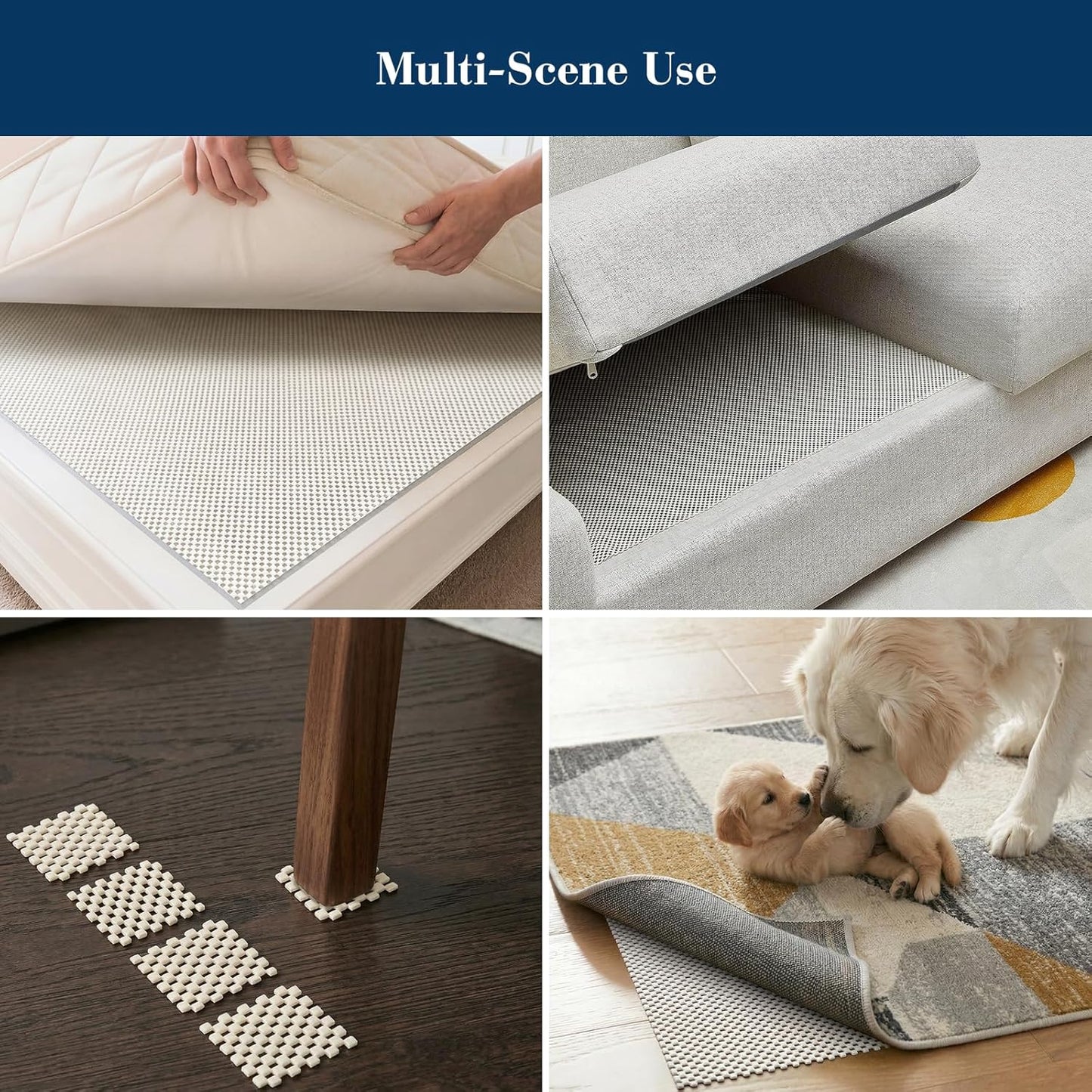 Veken Rug Gripper Pad for Hardwood Floors, Thick Non Slip Rug Pads for