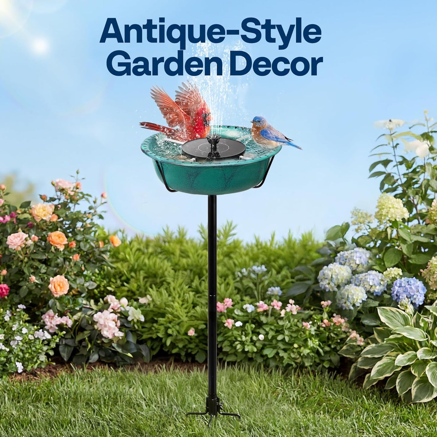 VIVOHOME Bird Bath with Solar Fountain for Outside, Weather-Resistant 