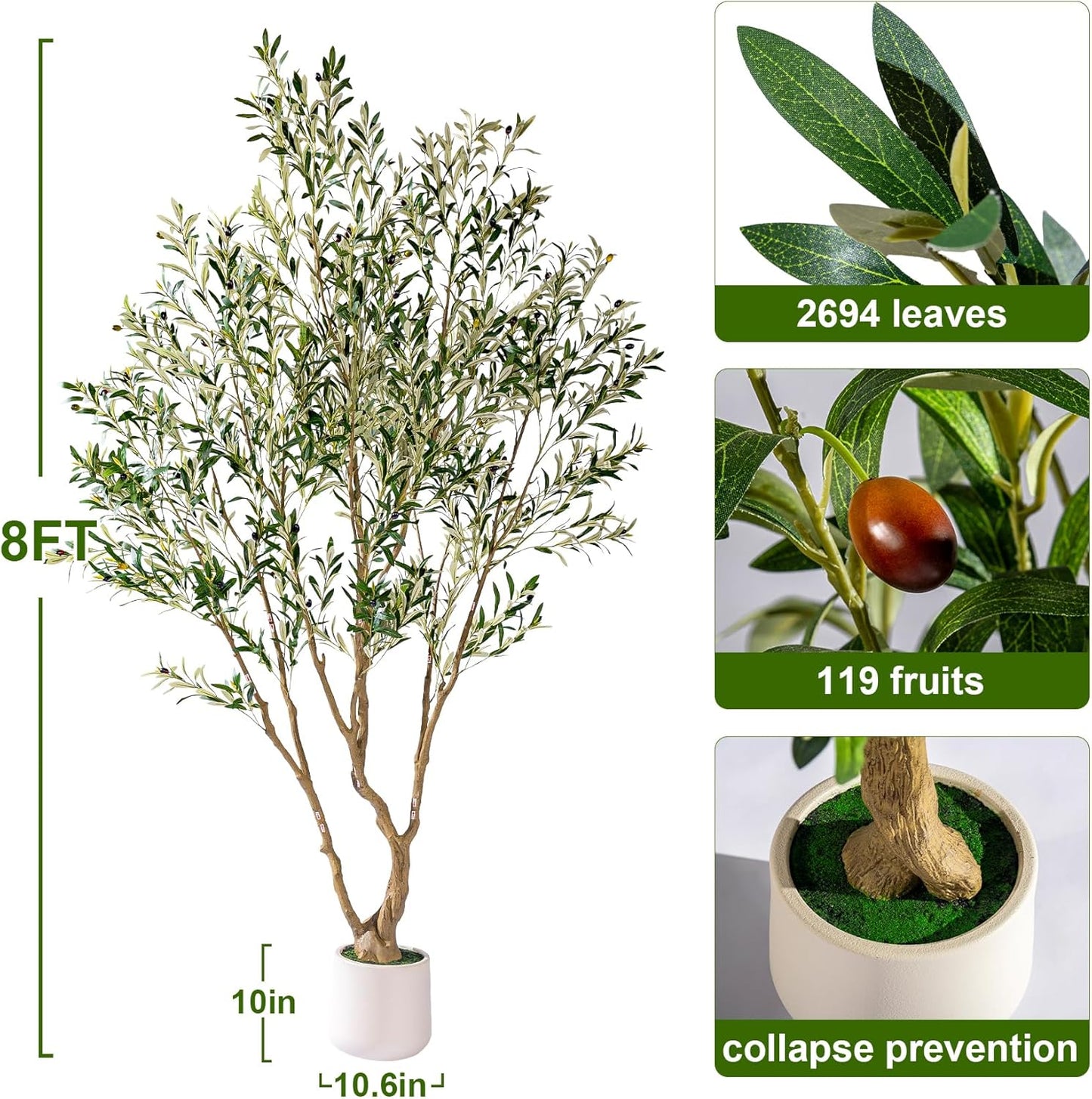 Large Fake Plastic plantas Tall Artificial Trees with Pot Indoor Outdoor Realistic Floor Faux Olive Trees for Home Living Room Office Porch Outside Patio Modern Farmhouse Decor Housewarming Gift