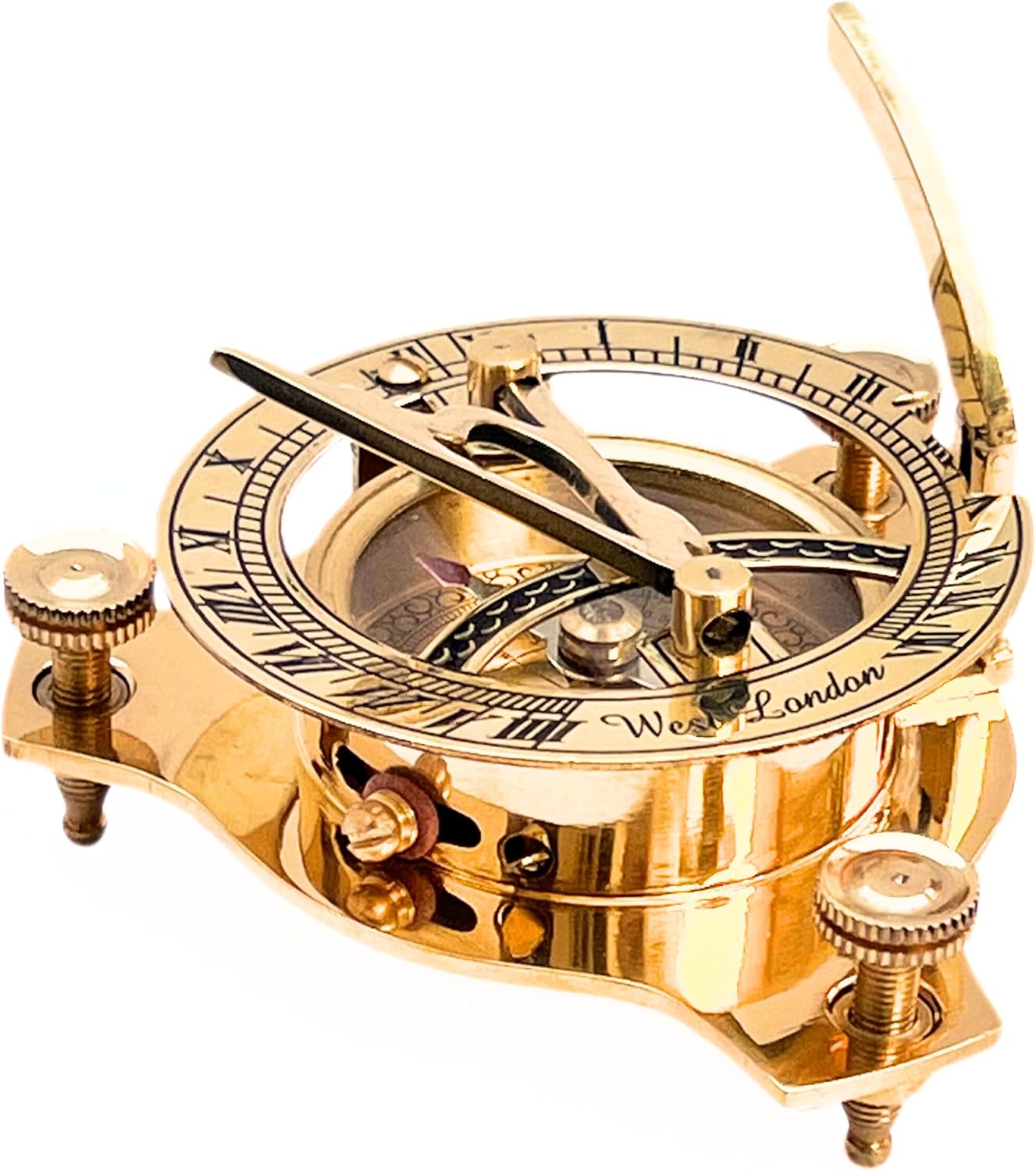 Vintage Shiny Brass Pirate's Booty Compass – Nautical Maritime Sundial Navigation Tool for Travelers, Hikers, Adventure Gear & Collectible Decor