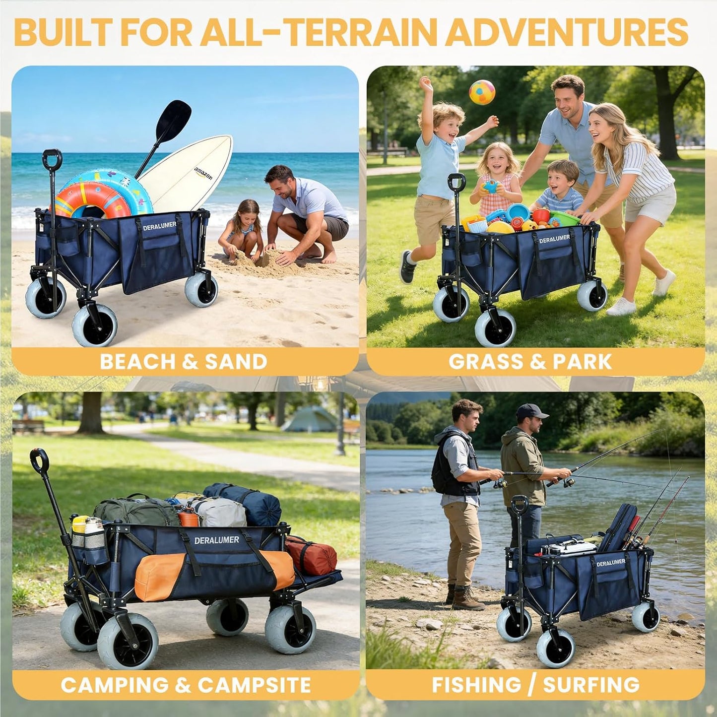 X900 Beach Wagon for Sand with 9"×4" Big Wheels, 48" Extra Large Heavy