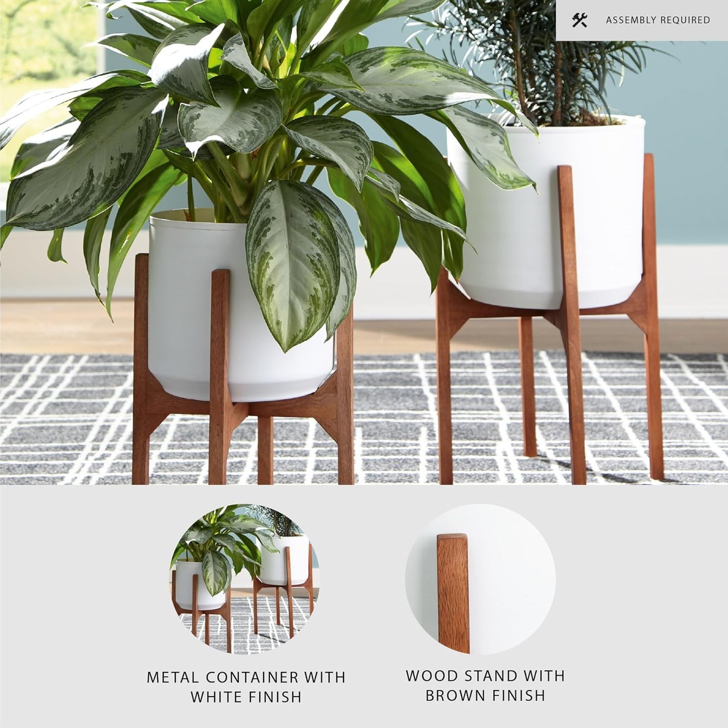 Signature Design by Ashley Dorcey Mid Century Modern Planter, 2 Count, Brown & White