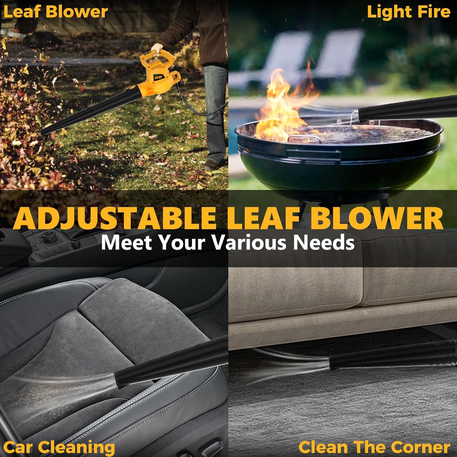 ALLOYMAN Electric Leaf Blower,7AMP Lawn Blower,130MPH Mini Leaf Blower