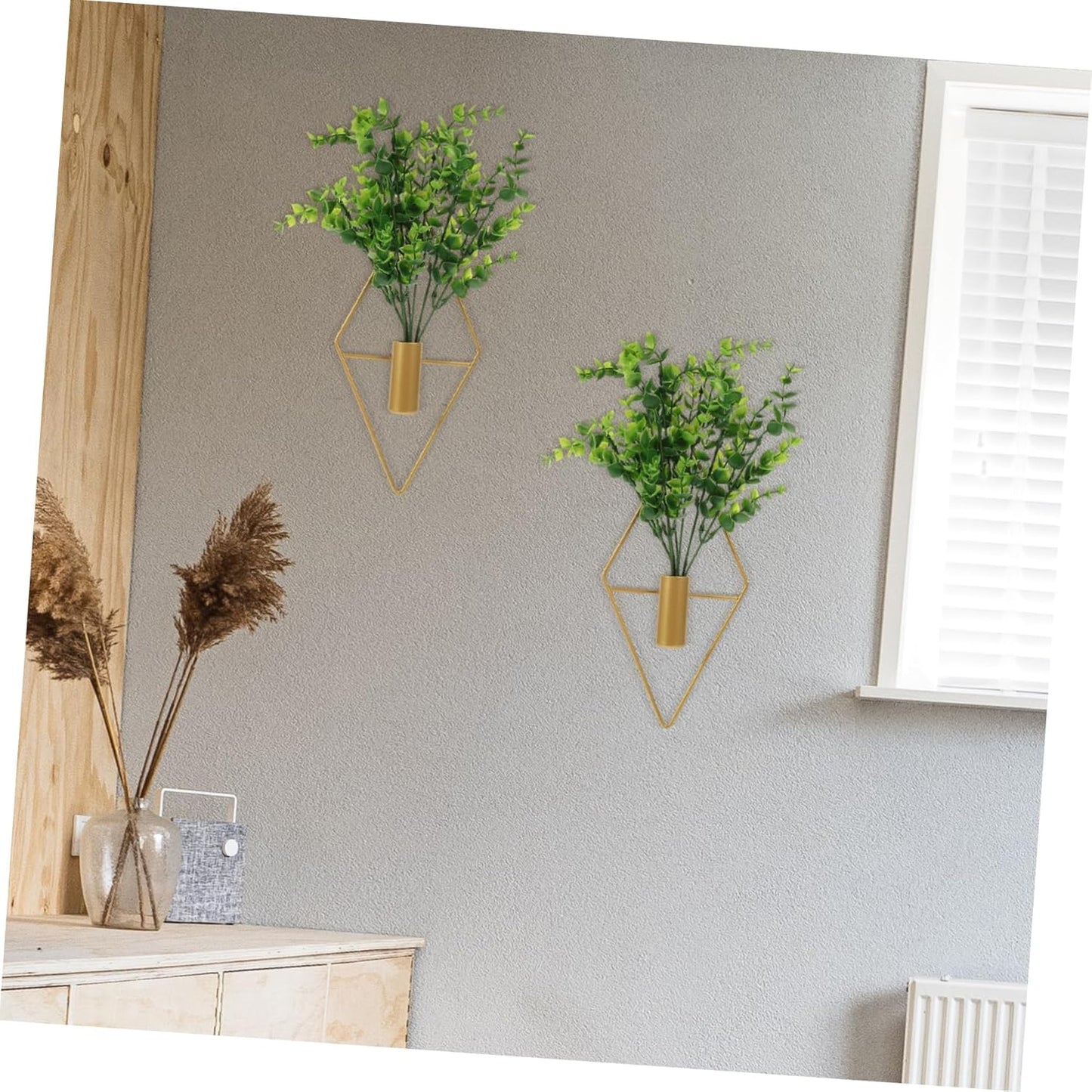 ERINGOGO Hanging Flowerpot Set Geometric Iron Wall Planter Dry Flower 