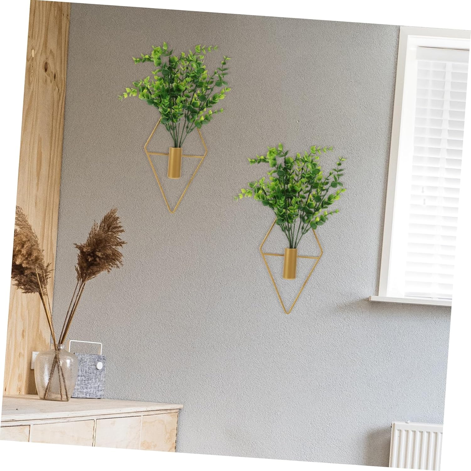 ERINGOGO Hanging Flowerpot Set Geometric Iron Wall Planter Dry Flower 