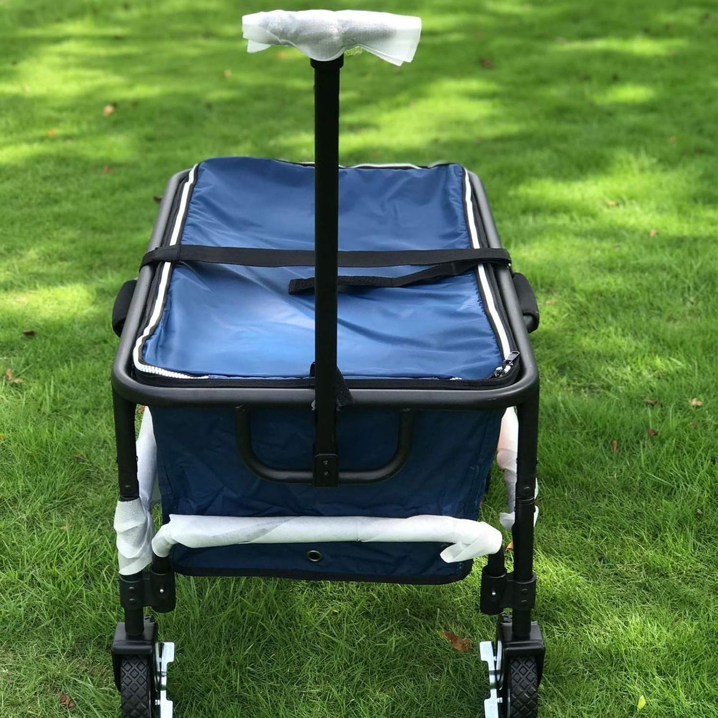 Garden Carts Outdoor Camping Trolley Aluminum Alloy Trolley Portable Folding Four-wheel Beach Hand Trailer Waterproof With Cover Picnic Camping Car Outdoor Trolley ( Color : Blue , Size : One szie