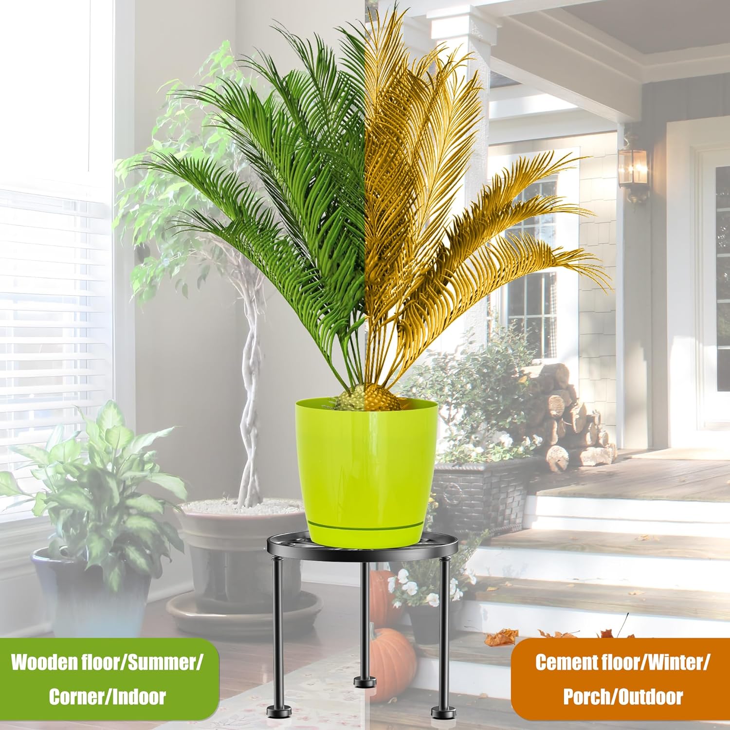 Garden Gifts Plant Lovers Gifts Black Metal Plant Stand with Anti-Slip
