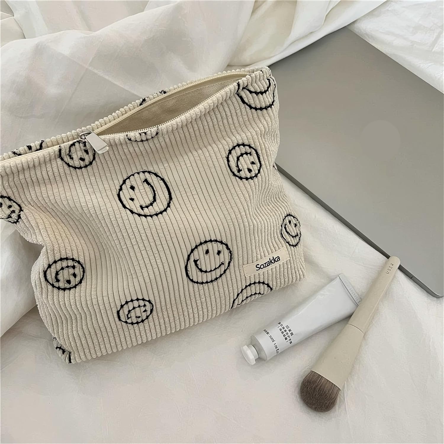 Cosmetic Bags for Women - Corduroy Cosmetic Bag Aesthetic Women Handba