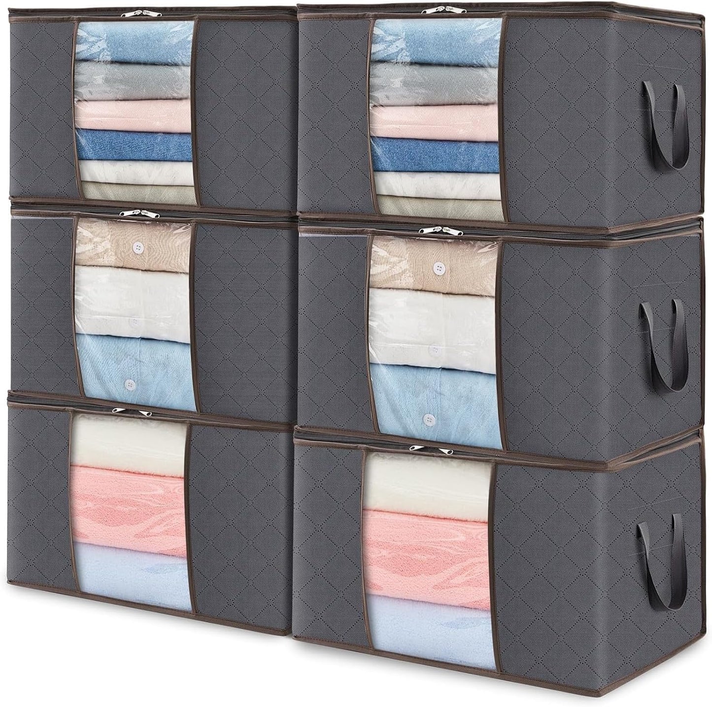 Lifewit 6 Pack Clothes Storage Bins with Lids, Foldable Blanket Storag