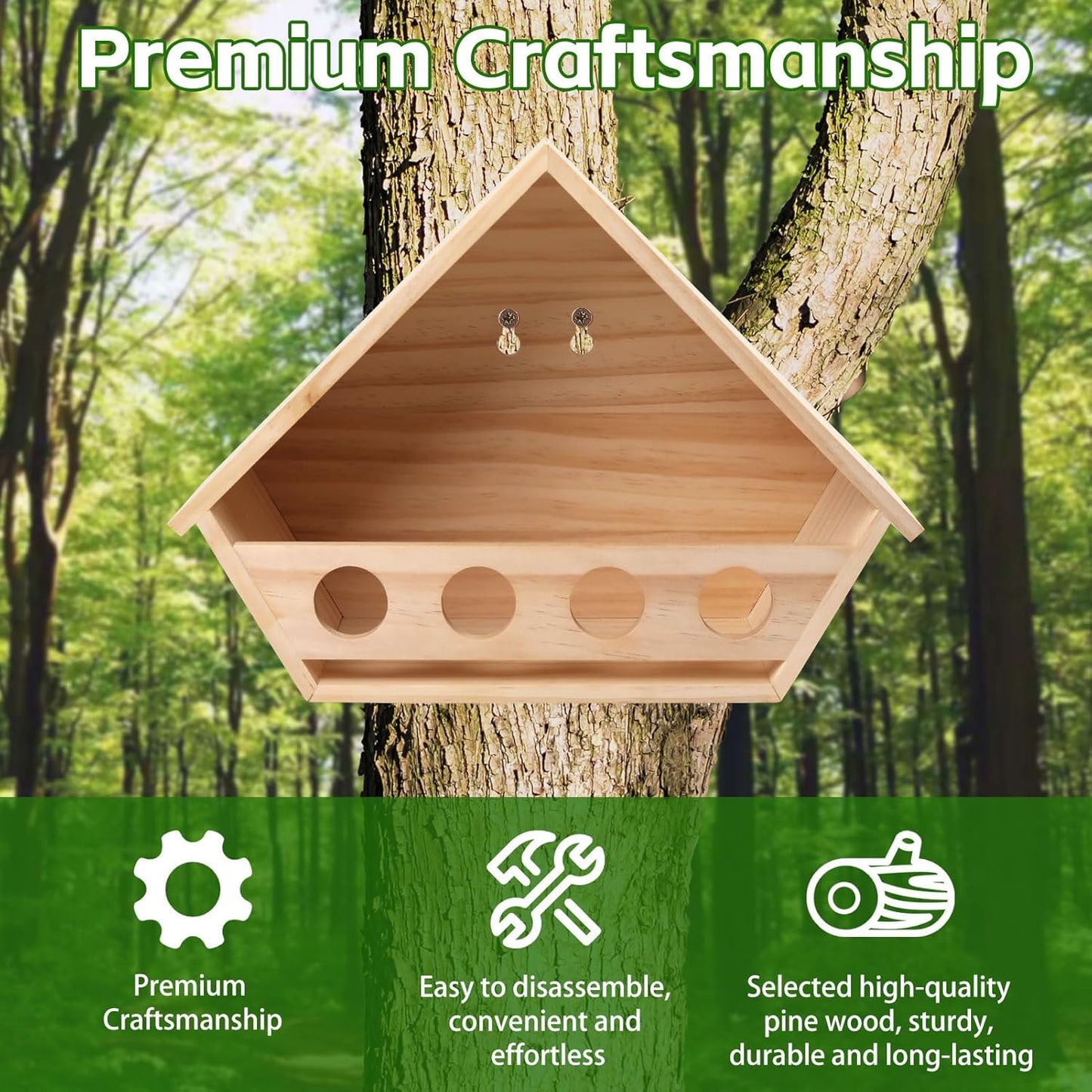 Dove Bird House for Outside, 14" L x 10.2" H x 5.3" W Mourning Dove Nesting Box, Pigeon House with 2 Preset Mounting Holes - Easy to Install & Remove
