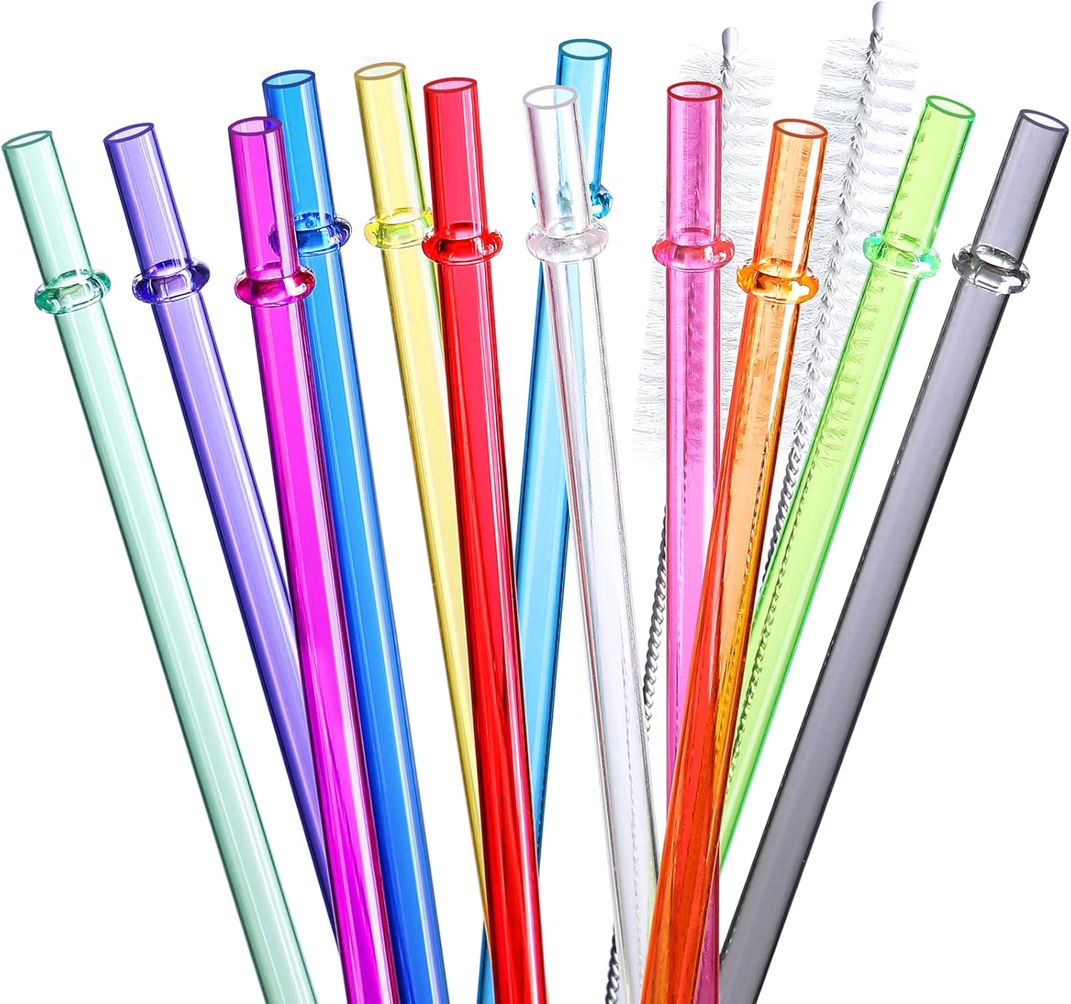 24 PCS, Reusable Straws with 4 Brushes, 10.5" Long Tritan Hard Plastic