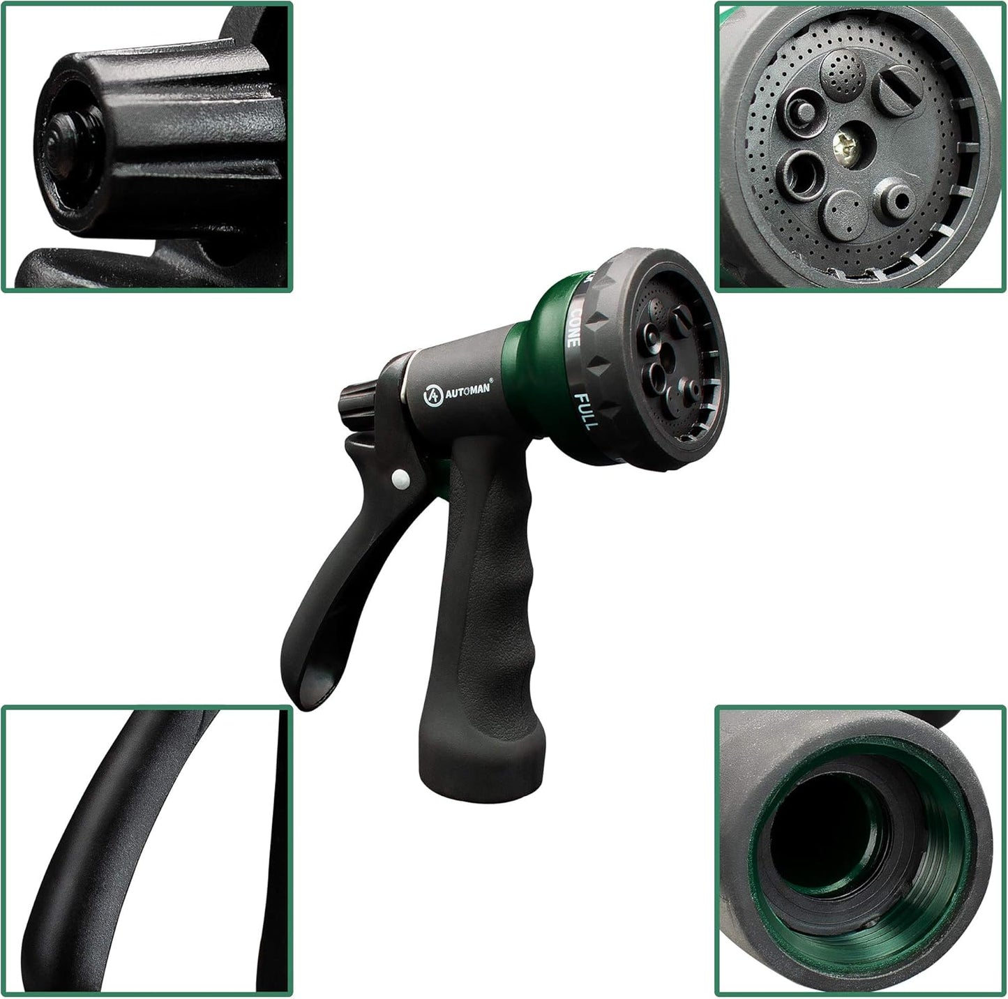 AUTOMAN-Garden-Hose-Nozzle, ABS Water Spray Nozzle with 7 Adjustable W