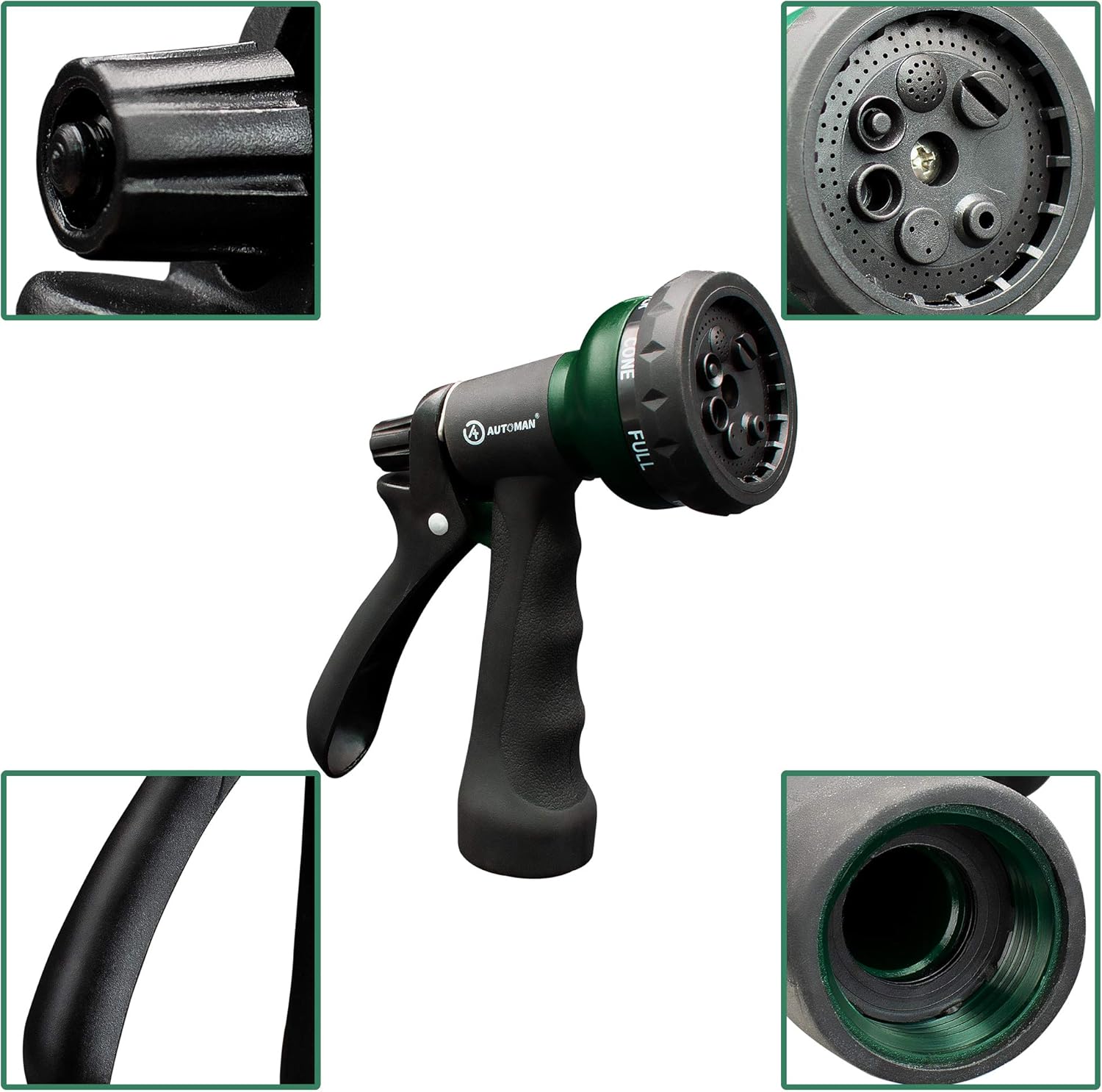 AUTOMAN-Garden-Hose-Nozzle, ABS Water Spray Nozzle with 7 Adjustable W