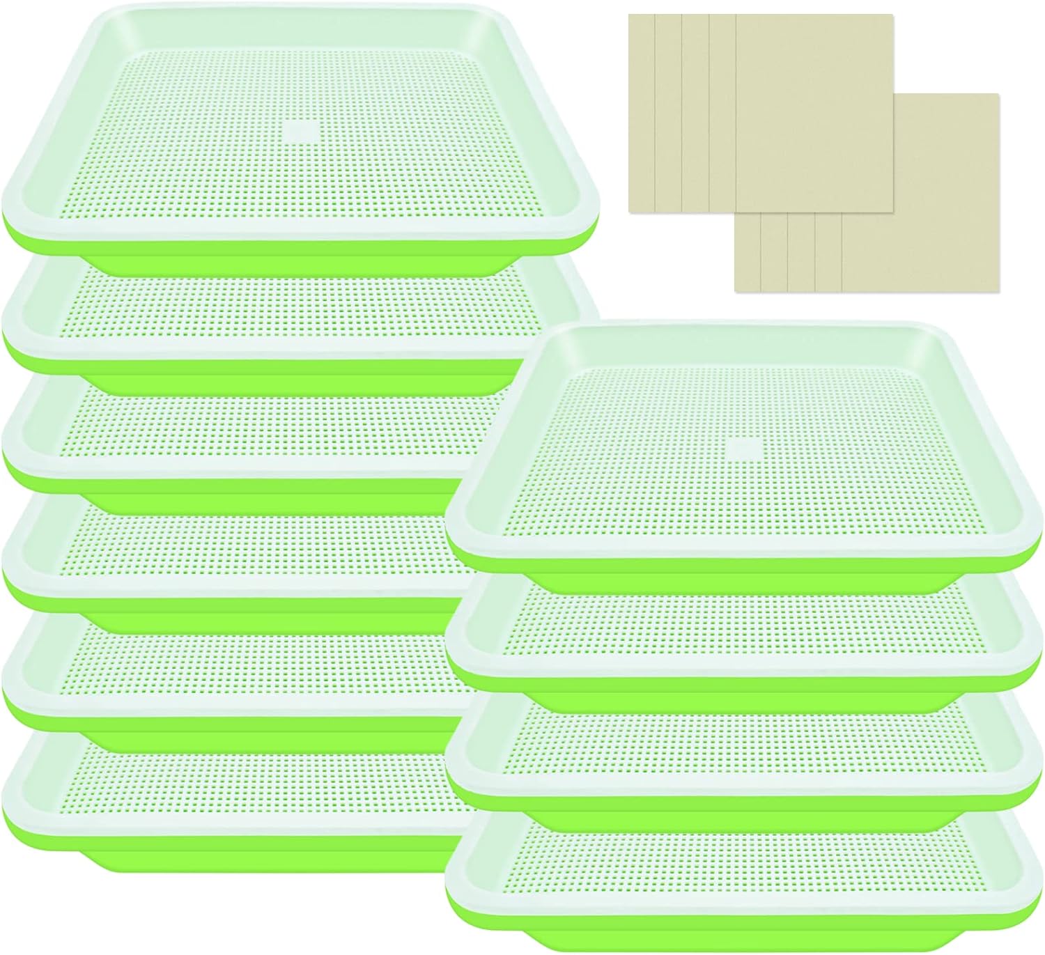 Legigo 10 Pack Green Seed Sprouter Trays- Soil-Free Cultivation Germin
