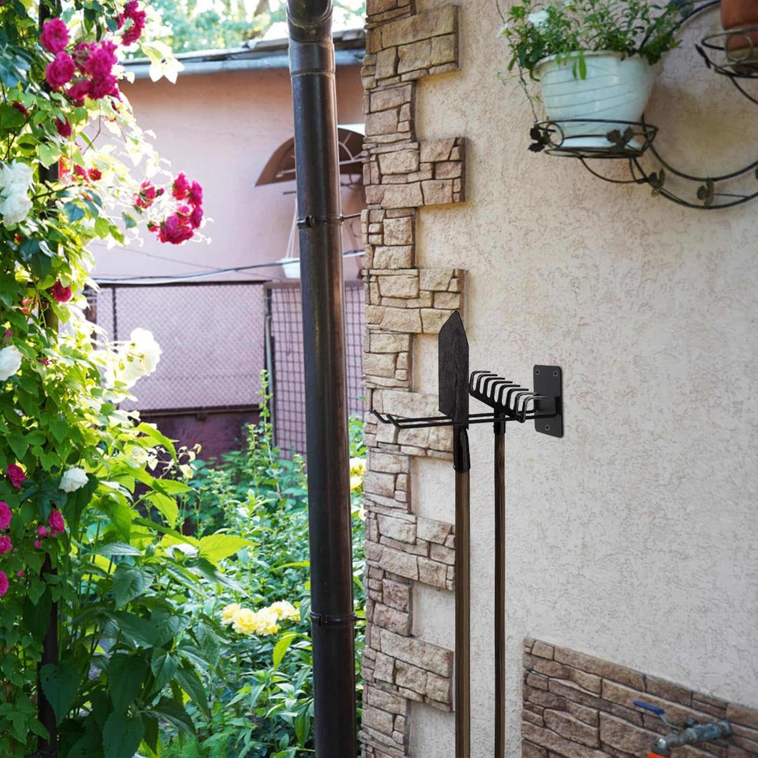 Milisten Wall Mounted Mop Holder Rack Heavy Duty Garden Tool Organizer