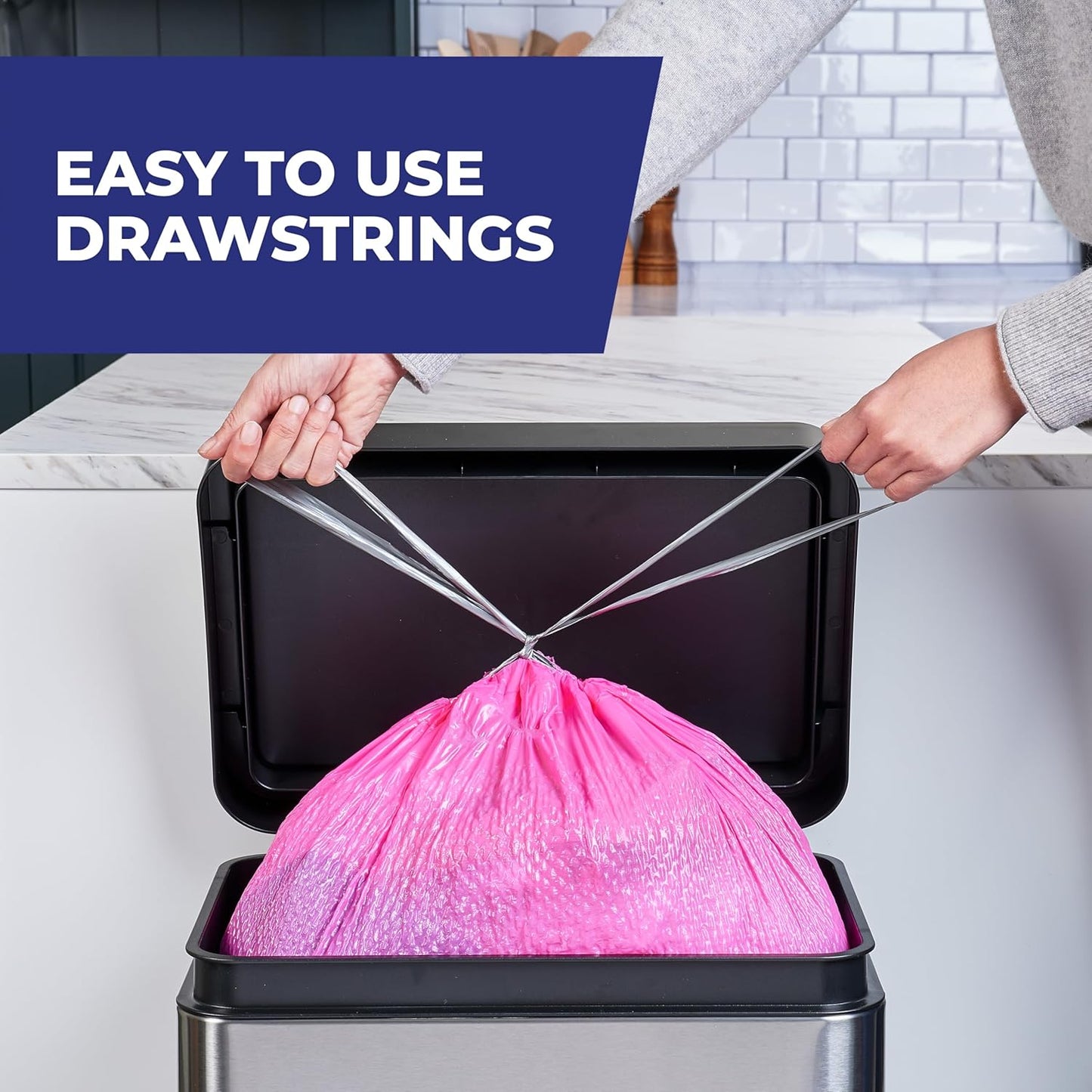 Hefty Ultra Strong 13 Gallon Trash Bags, Tall Kitchen Trash Bags 13 Gallon Size, Resist Leaks, Punctures, and Rips, Continuous Odor Control, Pink, Fabuloso Watermelon Scent, 110 Bags