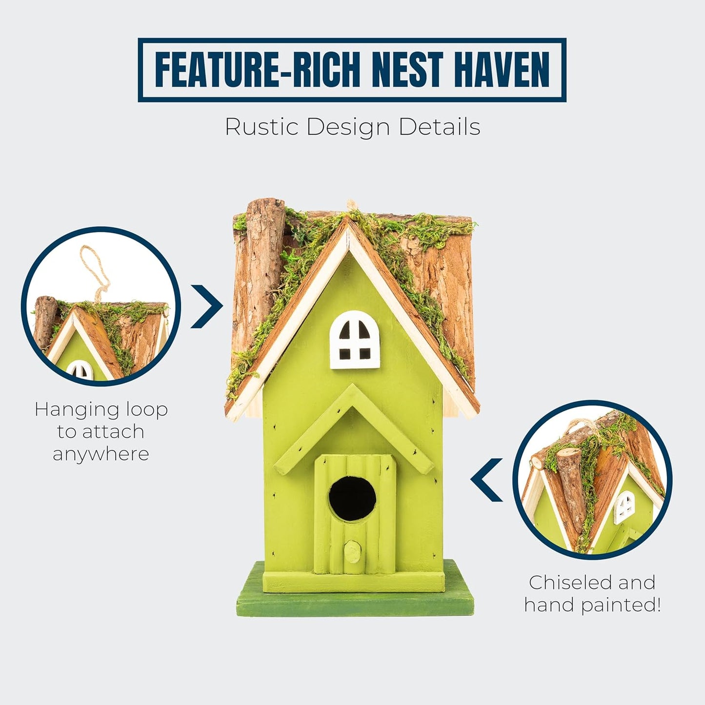 MEKKAPRO Bird House for Outside - Decorative Hanging Birdhouses for Outdoors, Birdhouse with Easy Clean Out Door, Hand-Painted Birdhouses for Chickadees, Wrens, Nuthatches, and Titmice