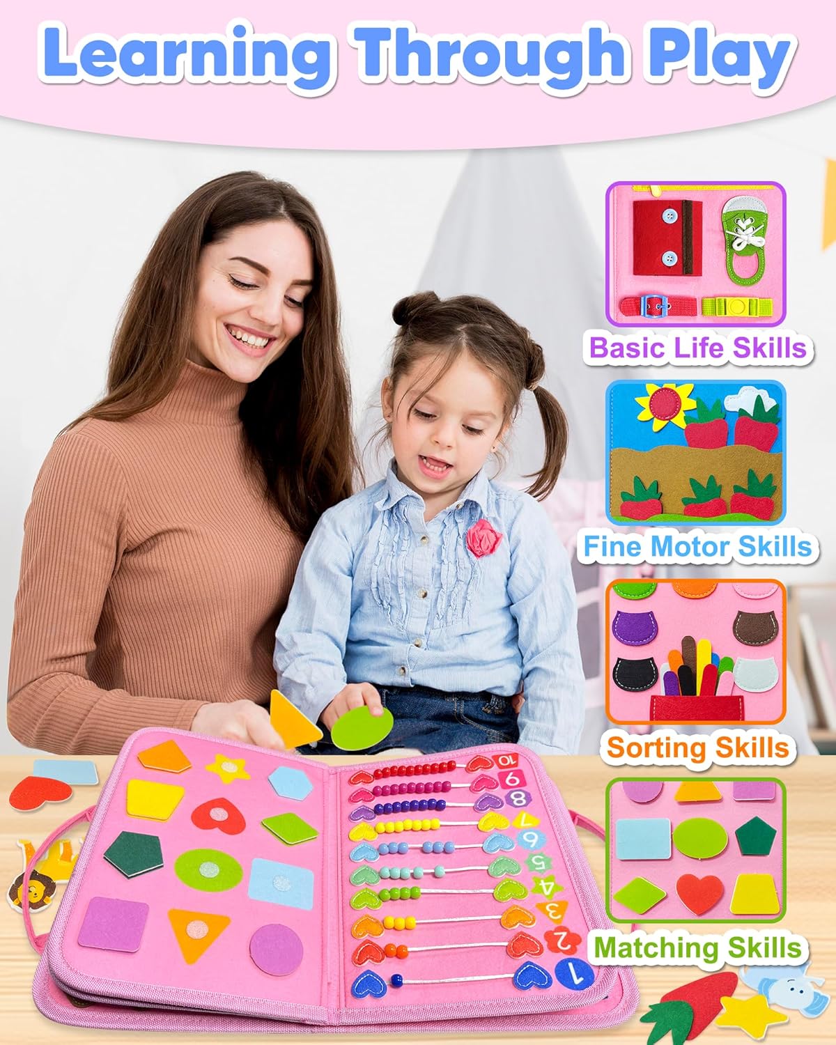 Exorany Busy Board Montessori Toys for Toddler Girl Birthday Gifts, Bu