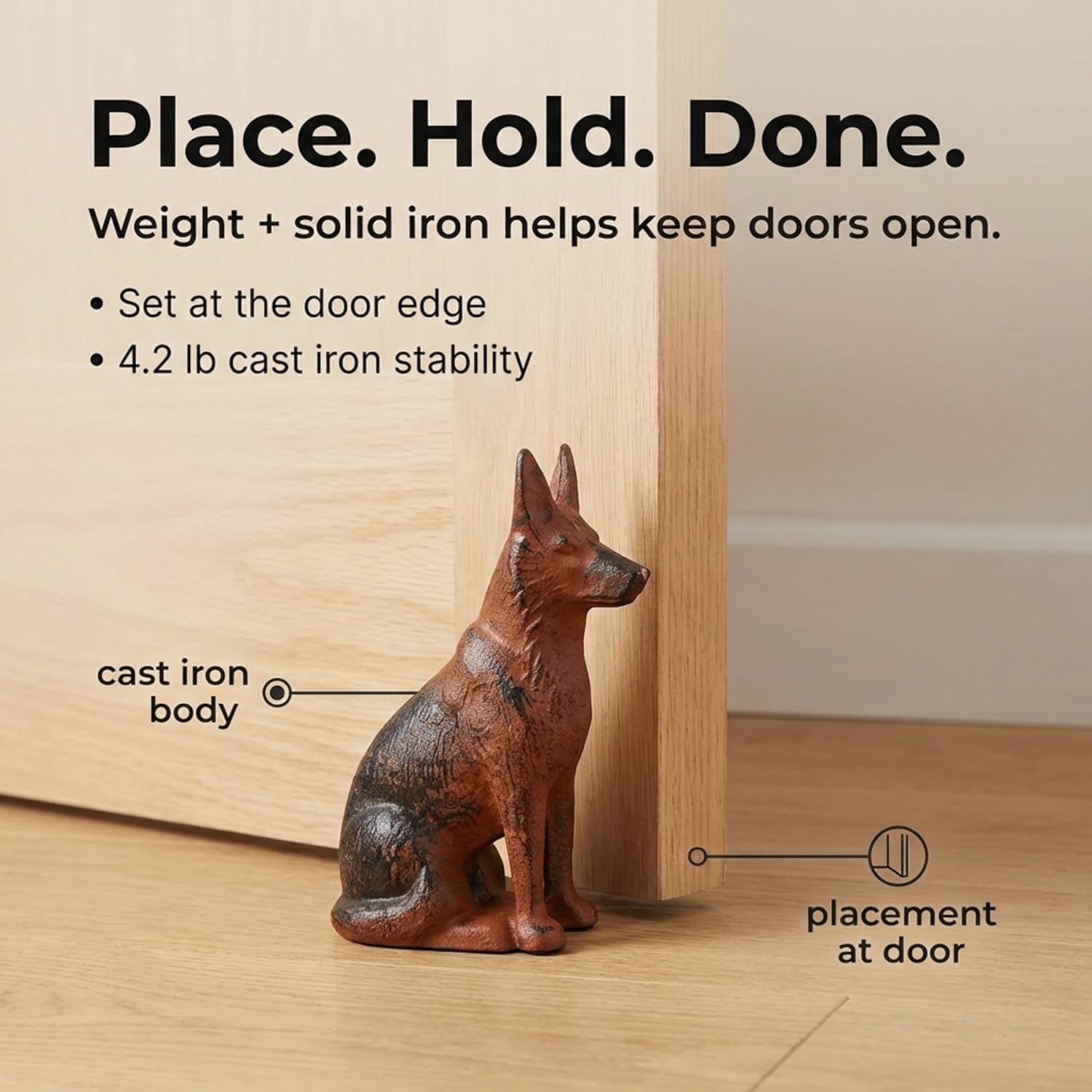 Lulu Decor, Cast Iron Dog Statue Dog Stopper, Weighs 4.2 lbs (German S