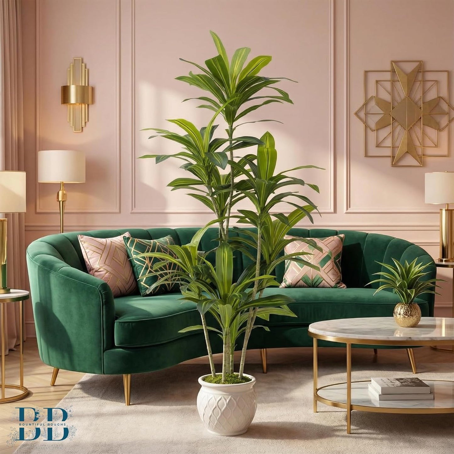 5’6” (170 cm) Dracaena Artificial Tree with Small Black Pot & Moss – Lifelike Natural Look, Maintenance-Free, Indoor & Outdoor Plant for Home, Office, Balcony & Patio