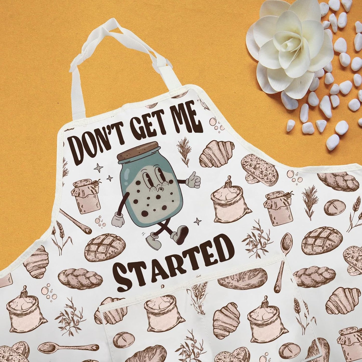 WCGXKO Don’t Get Me Started Kitchen Apron Sourdough Bread Gift Homeschool Homestead Baking Gift Cute Breadmaker Gift