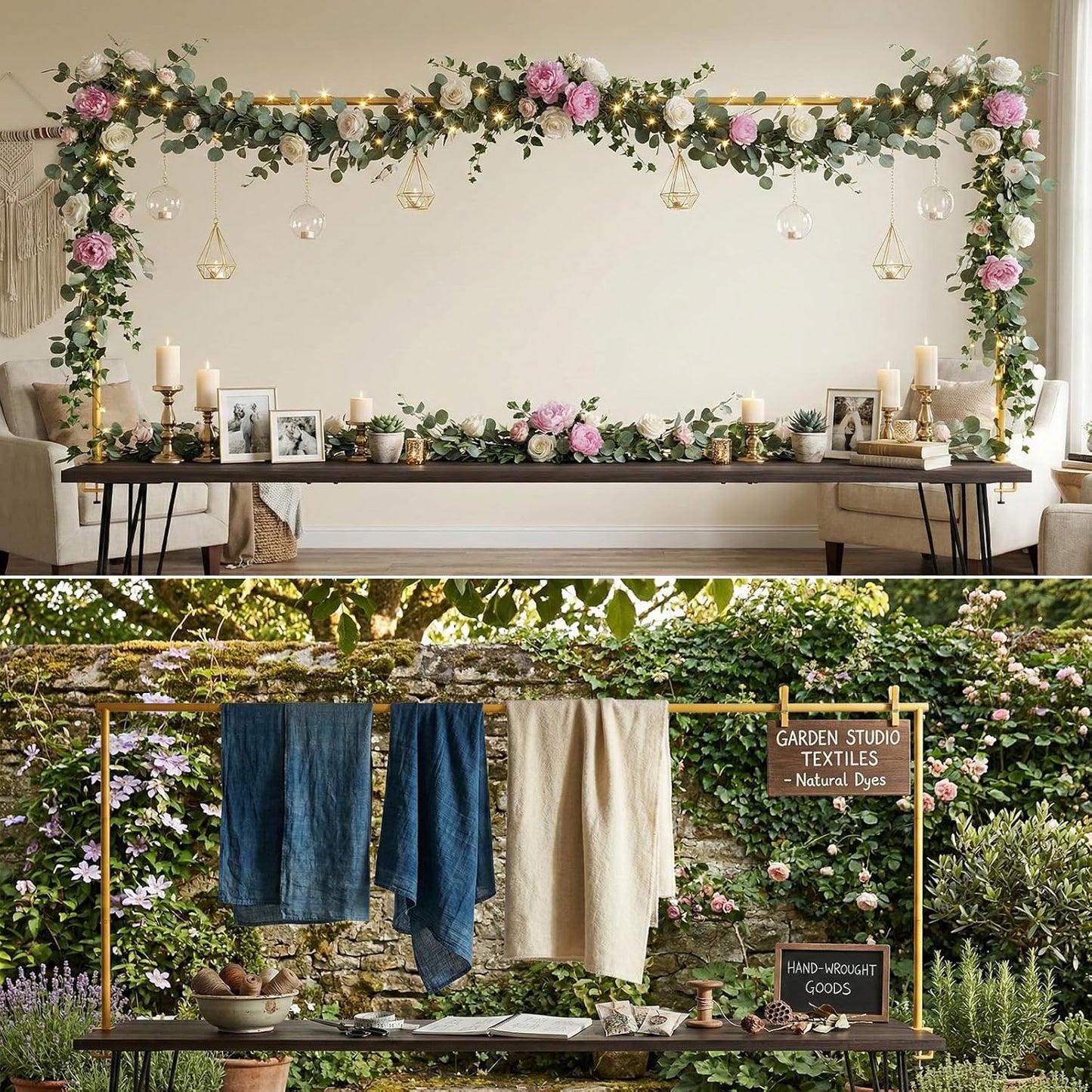 Adjustable Over The Table Arch Stand with Clamps - Heavy Duty Metal Table Rod for Wedding, Birthday, Halloween, Christmas Decorations -8FTx4FT Indoor & Outdoor Party Decor Frame