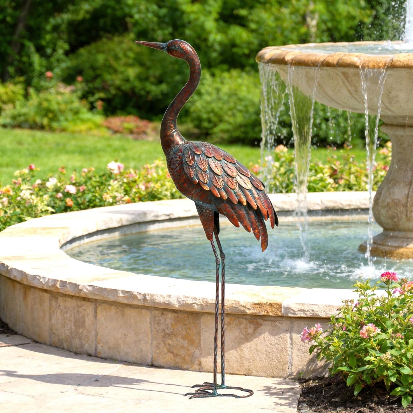 chisheen Outdoor Garden Crane Statues and Sculptures Metal Yard Art Statue for Garden Decoration Large Size