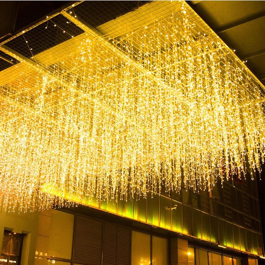 LED Window Curtain String Lights, GYDING Christmas Lcicle Lights 4M/13Ft 96 LED Starry Fairy String Lights Plug in 8 Modes for Wedding Party Bedroom Garden Patio Outdoor Indo (Warm White, 4)