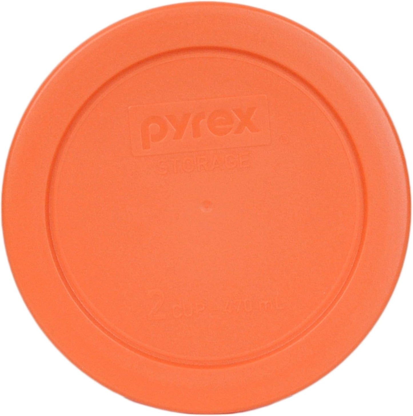 Pyrex 7200-PC Round 2 Cup Orange Storage Lid for Glass Bowls - Original Genuine Pyrex Lids - 4 Pack - Made In The USA