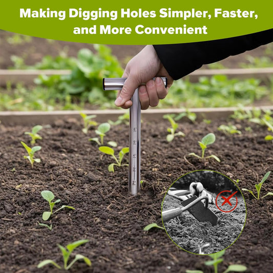 Dibbler Gardening Tool Stainless Steel, Hand Dibber Seed Planter Tool,