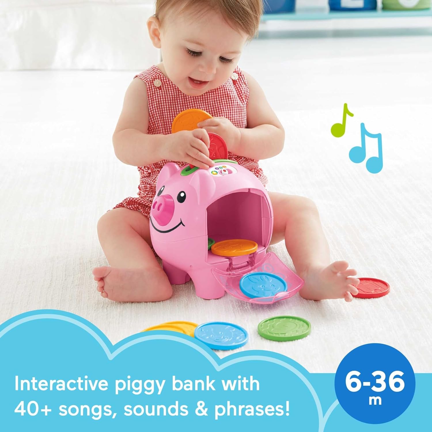 Fisher-Price Baby & Toddler Toy Laugh & Learn Smart Stages Piggy Bank 
