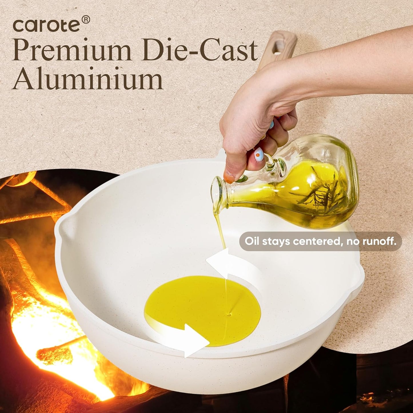 CAROTE 21Pcs Pots and Pans Set, Nonstick Cookware Sets, White Granite 