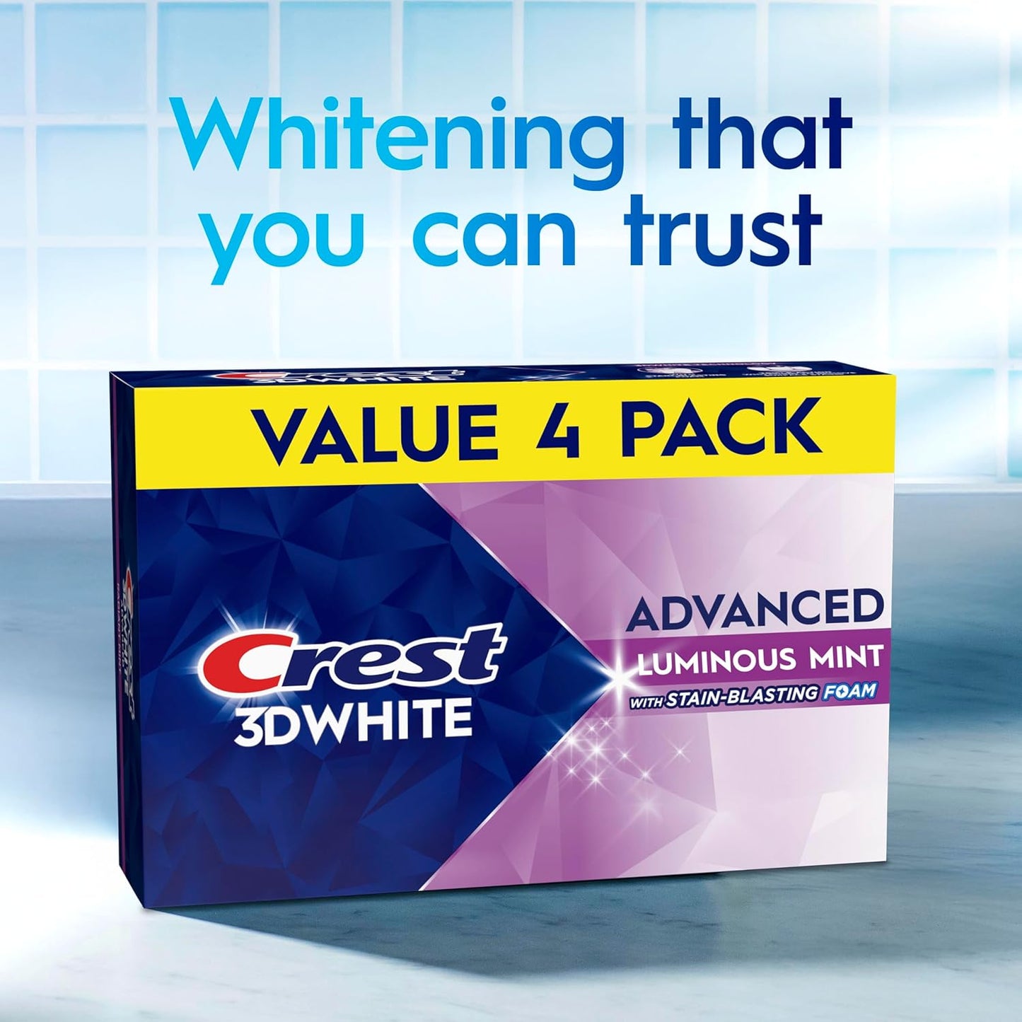 Crest 3D White Advanced Luminous Mint Teeth Whitening Toothpaste, Cres