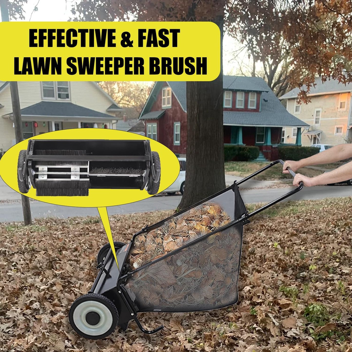 24" Lawn Sweeper Brush Replacement for 26" & 48" Tow Behind Lawn & Leaf Sweeper, 4 Pack