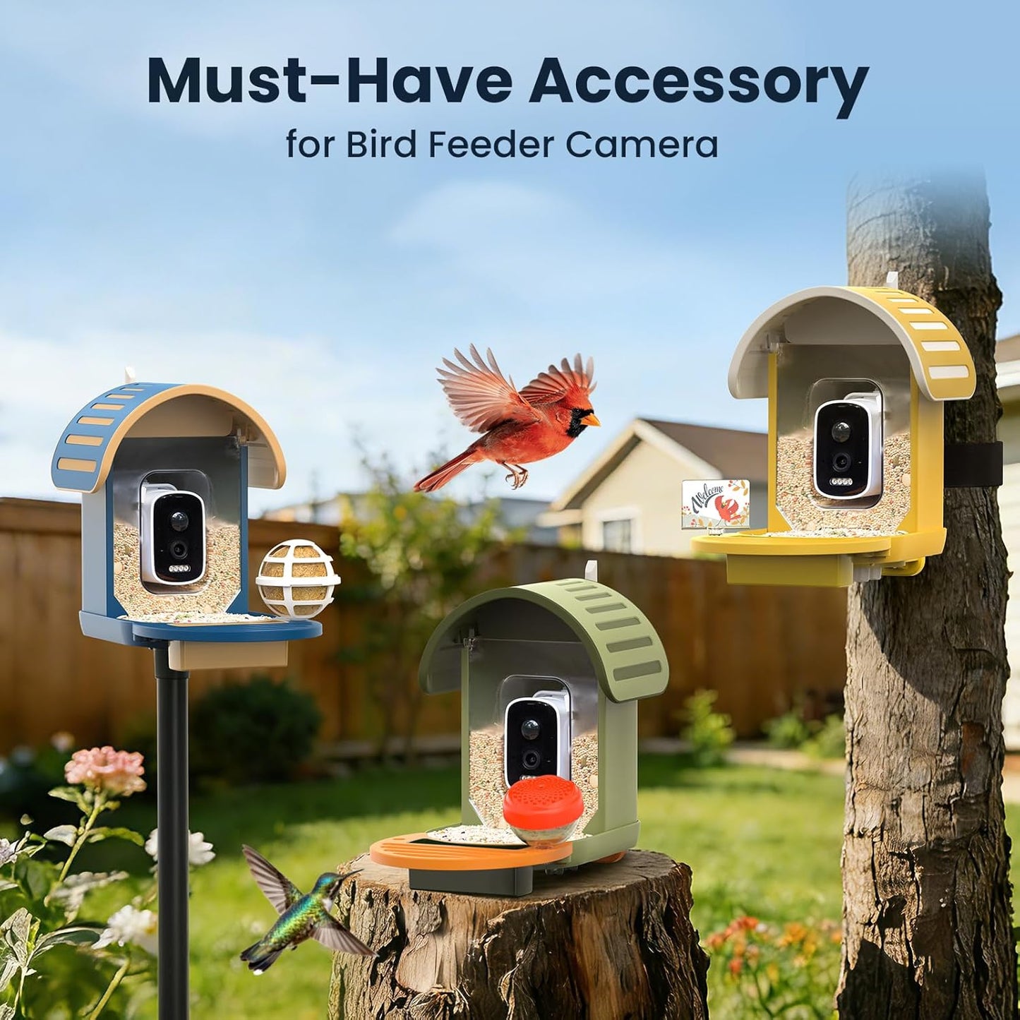 DIY Bird Feeder Add-Ons for Bird Feeder Camera, Including Suet Ball, Mini Hummingbird Feeder, Welcome Card, Must-Have Bird Feeder Accessories to Attract More Birds, Ideal Gift for Bird Lover
