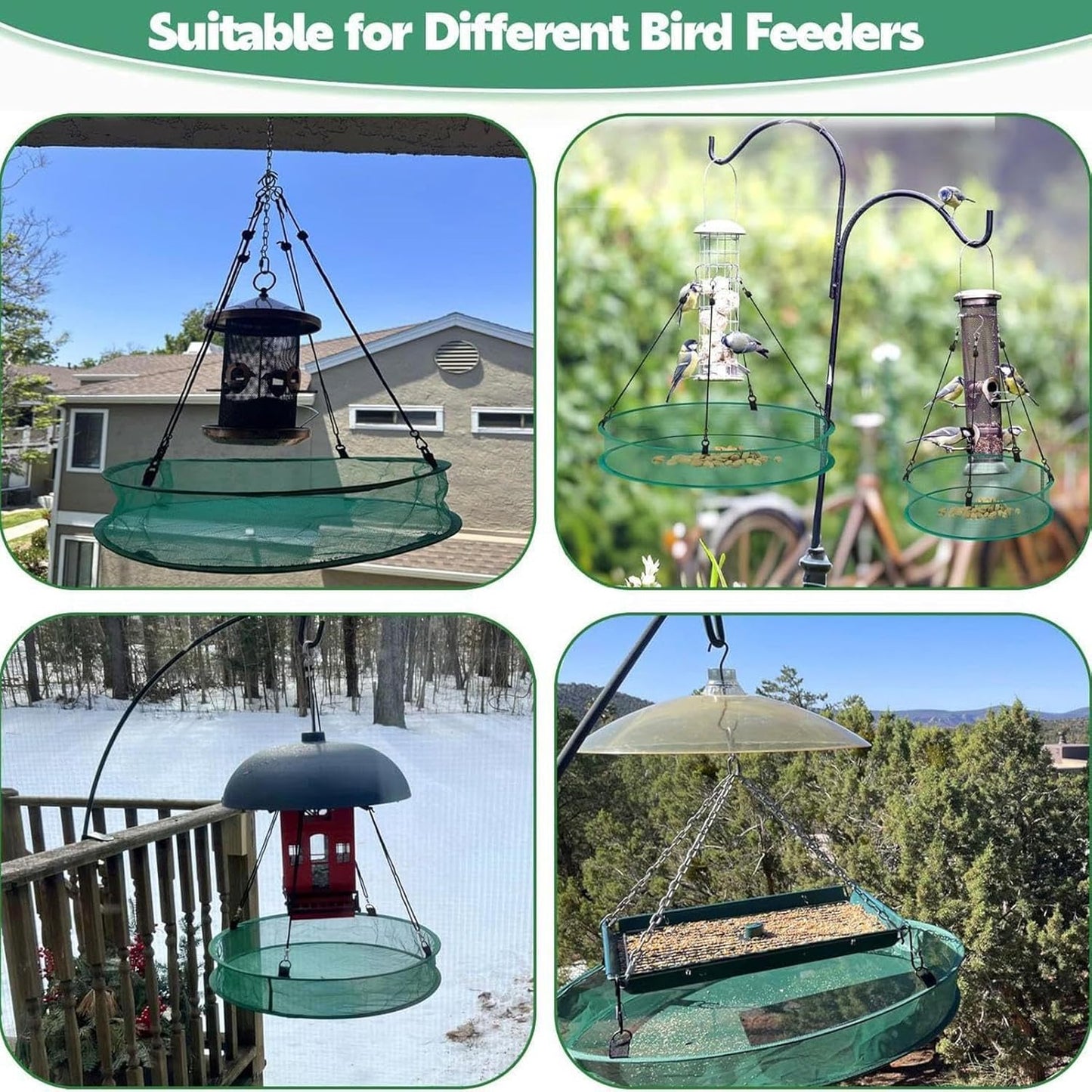 Bird Feeders, Outdoor Tray, 19.6 Inch Spill Guard Mesh Feeding Tray with Hangable Design, Avian Feeder with Sturdy Construction, Garden Supplies, Bird Feeders for Finch Hummingbird Watching