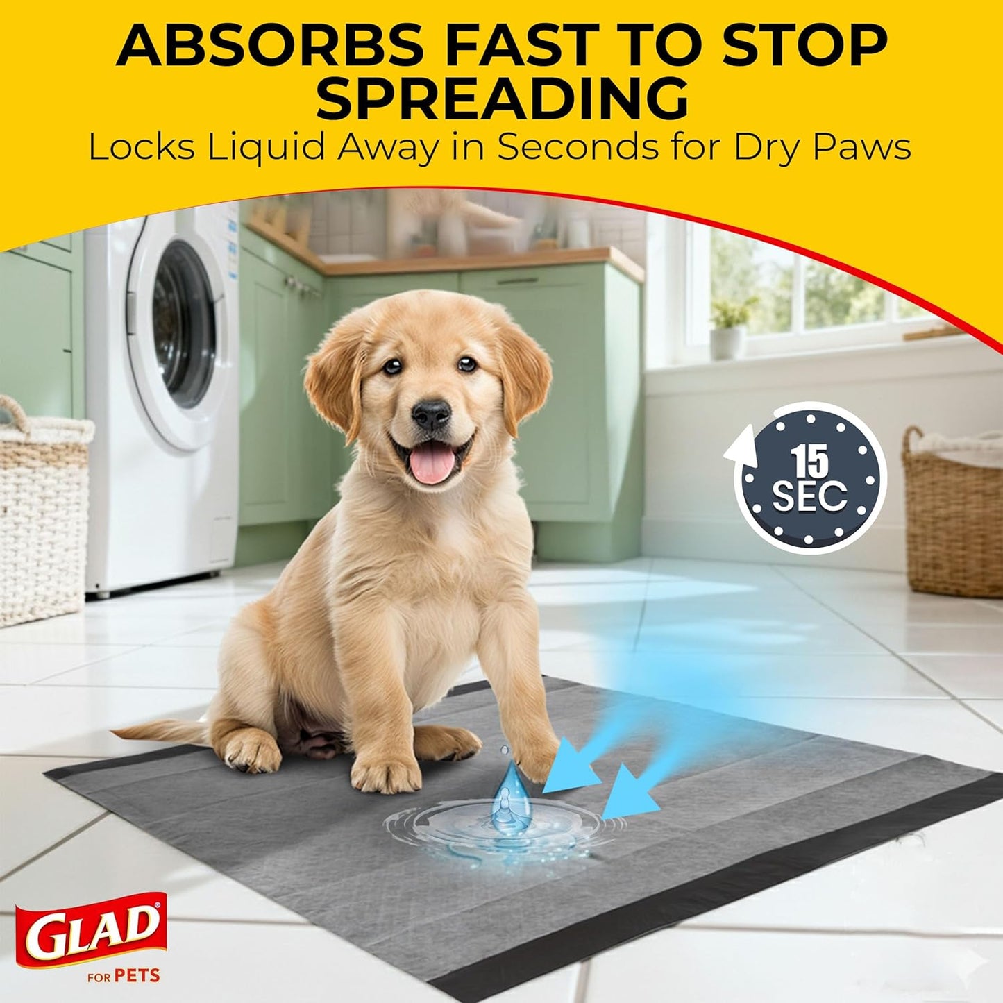 Glad for Pets Black Charcoal Puppy Pads - Super Absorbent Disposable D