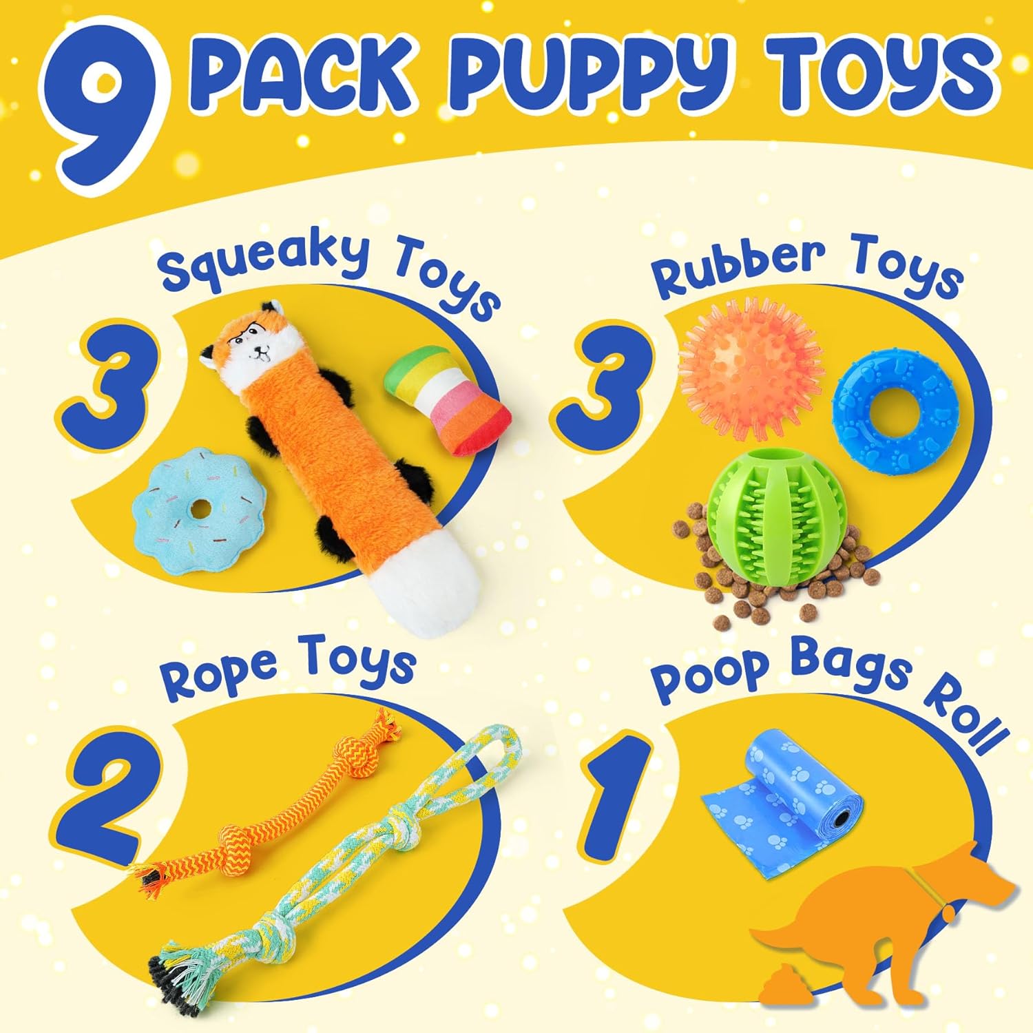 Puppy Toys for Teething, 9 Pack Interactive Dog Toys for Small Dogs, P