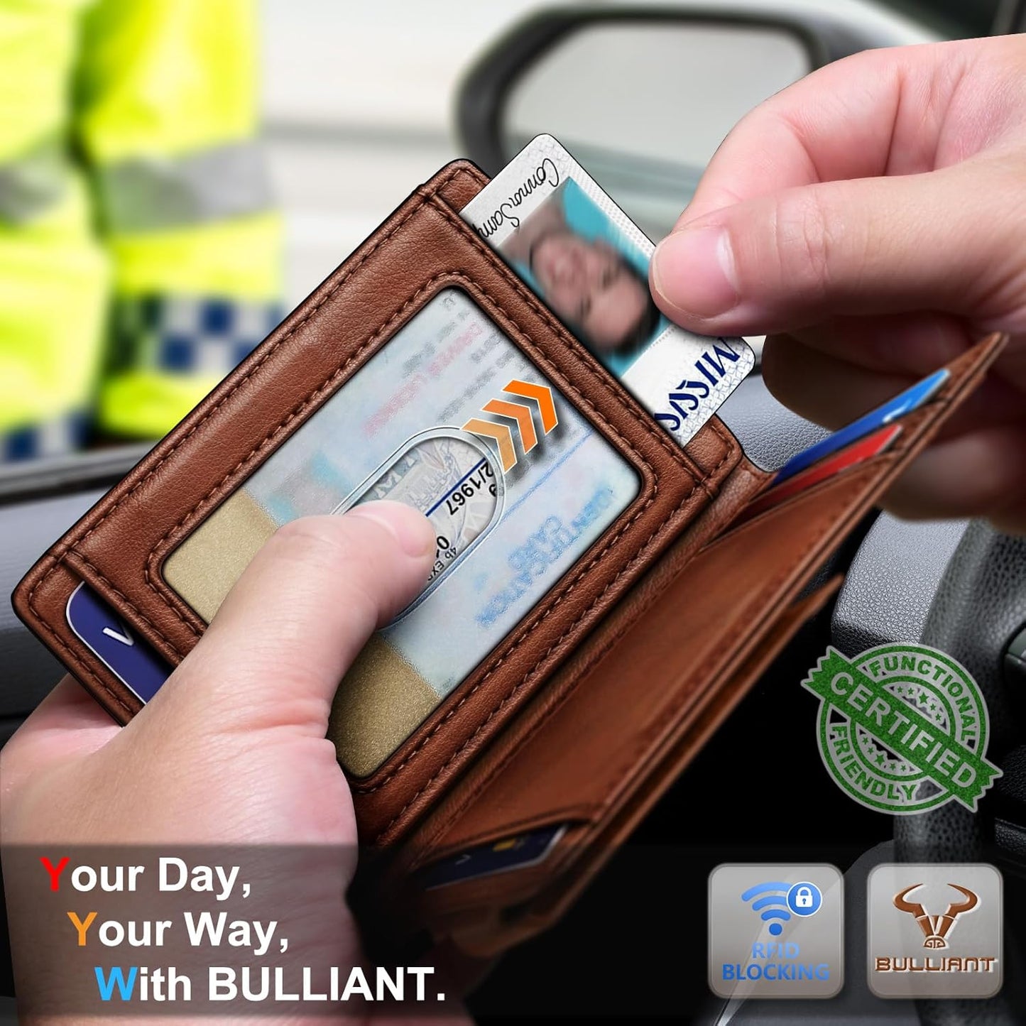 BULLIANT Magnetic Closure Slim Wallet-Genuine Leather Front Pocket Wal
