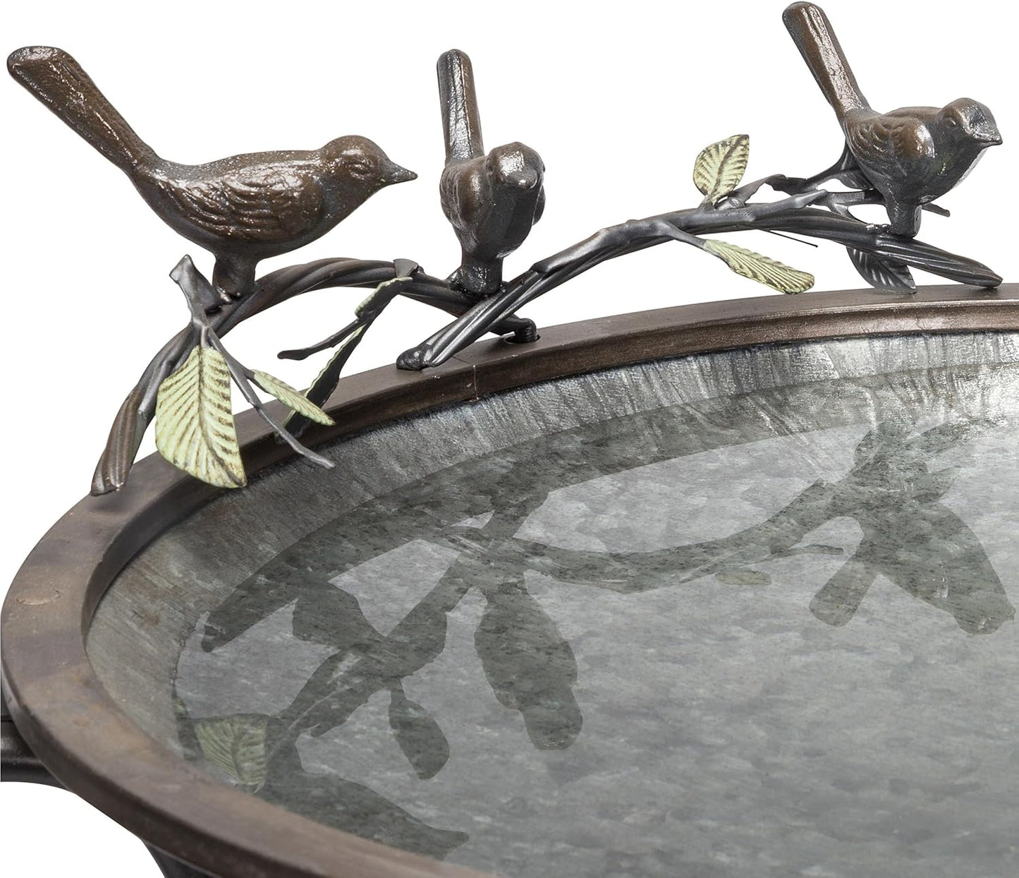Alpine Corporation Vintage Metal Birdbath with Twigs and Bird Figurine