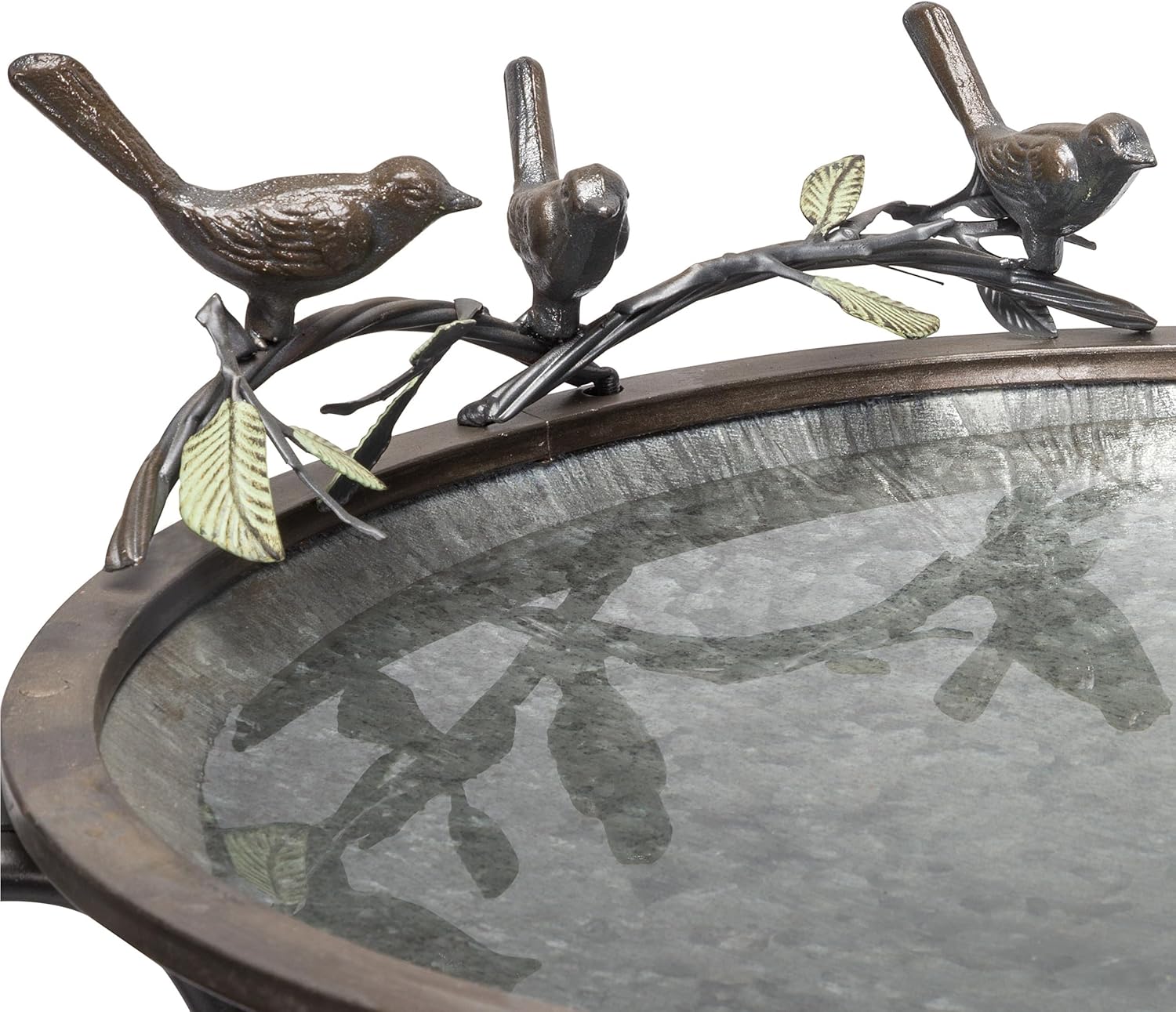 Alpine Corporation Vintage Metal Birdbath with Twigs and Bird Figurine