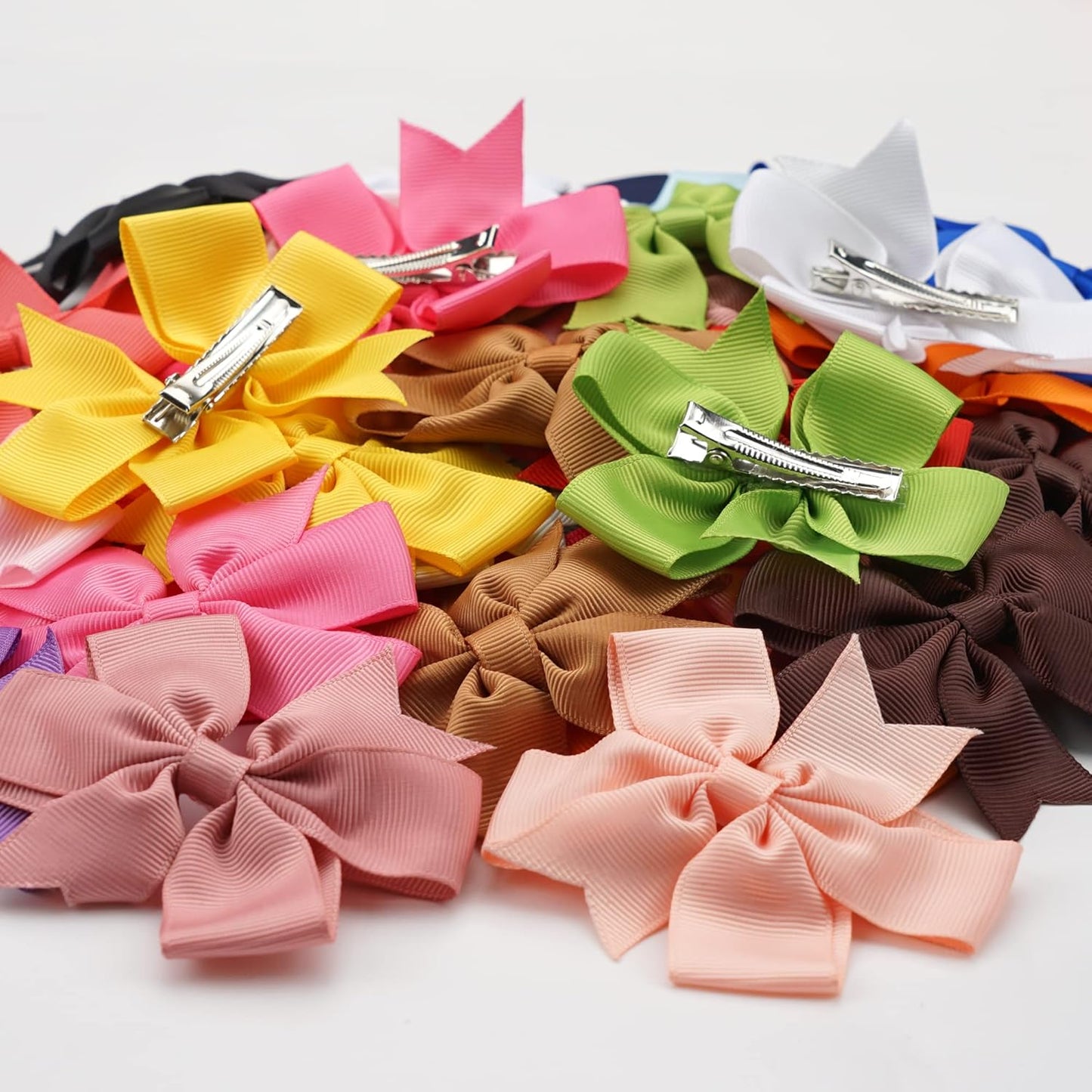 CÉLLOT 40Pcs 3 Inch Boutique Grosgrain Ribbon Pinwheel Hair Bows Alligator Clips For Girls Toddlers Accessories Teens Gifts In Pairs