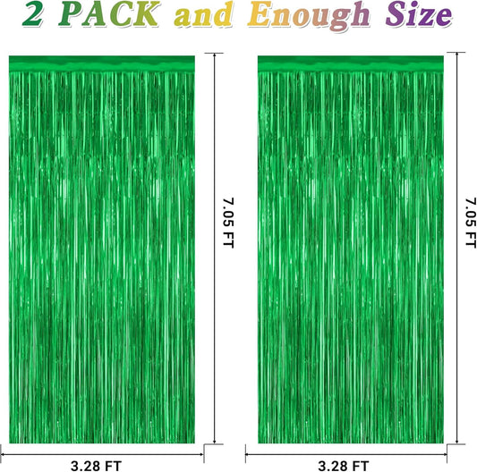 2 Pack Tinsel Backdrop, 3.28 FTx7.05 FT Green St Patricks Day Party Decorations, Metallic Backdrop Curtains Tinsel Curtains Streamer Backdrop, Party Supplies Wall Decor for St. Patricks Party Birthday