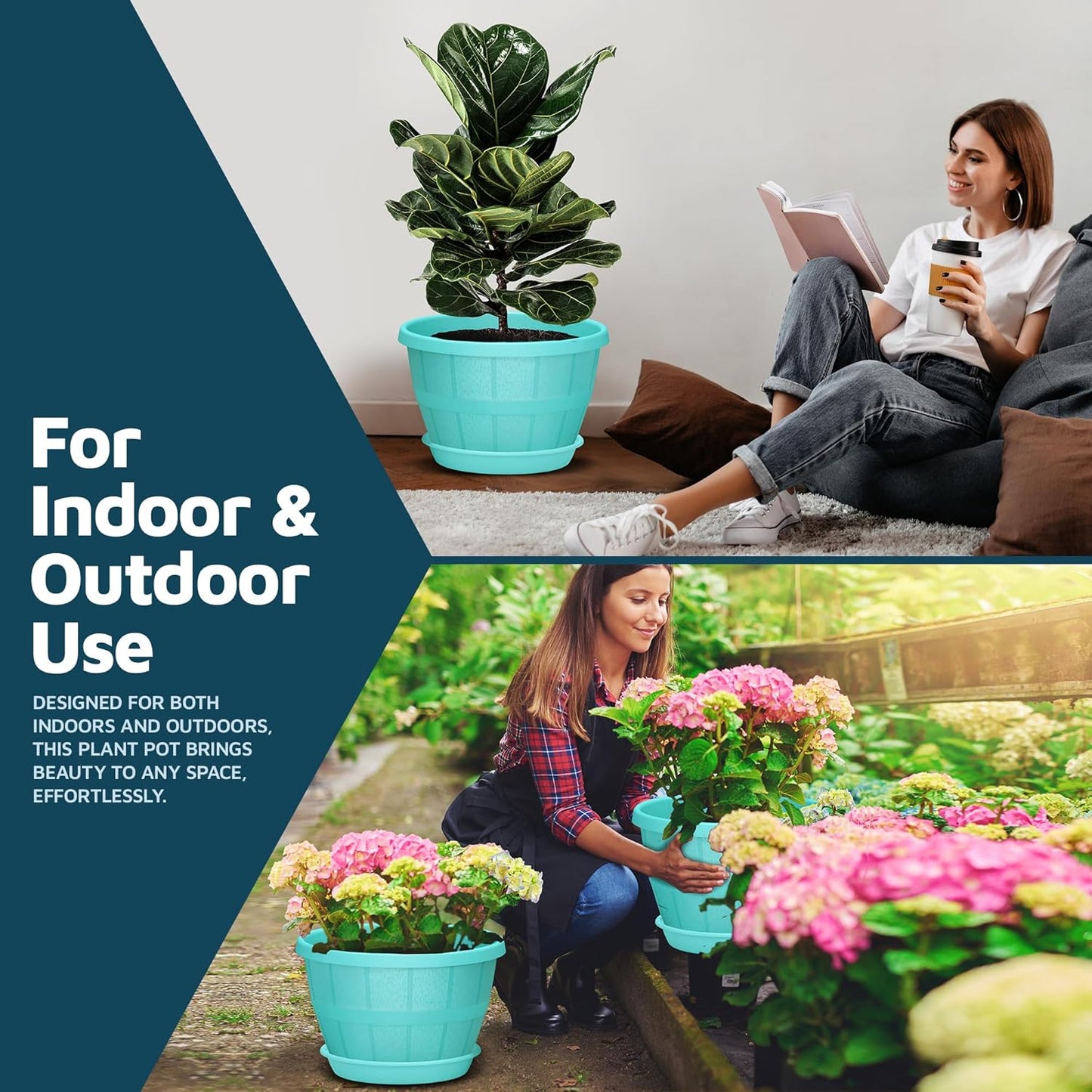10-Inch Whiskey Barrel Planters Outdoor Pack of 10 - Durable Plastic P