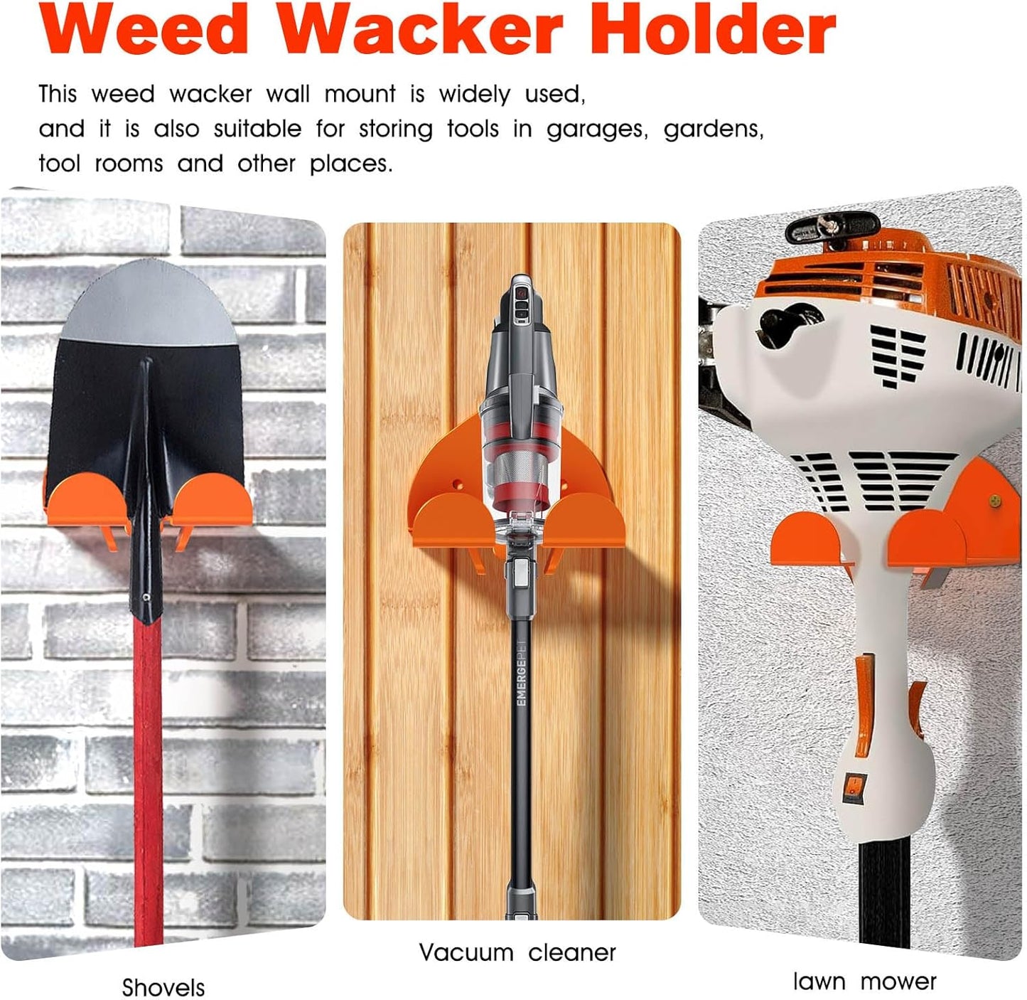 RO6G Weedeater Hanger for Garage Wall, Garage Organizer Trimmer Rack, Weed Wacker Holder, Weed Eater Holder Wall Mount for Grass Trimmer, Hedge Trimmer, Garage Trimmer Garden Tools - 2 Pack